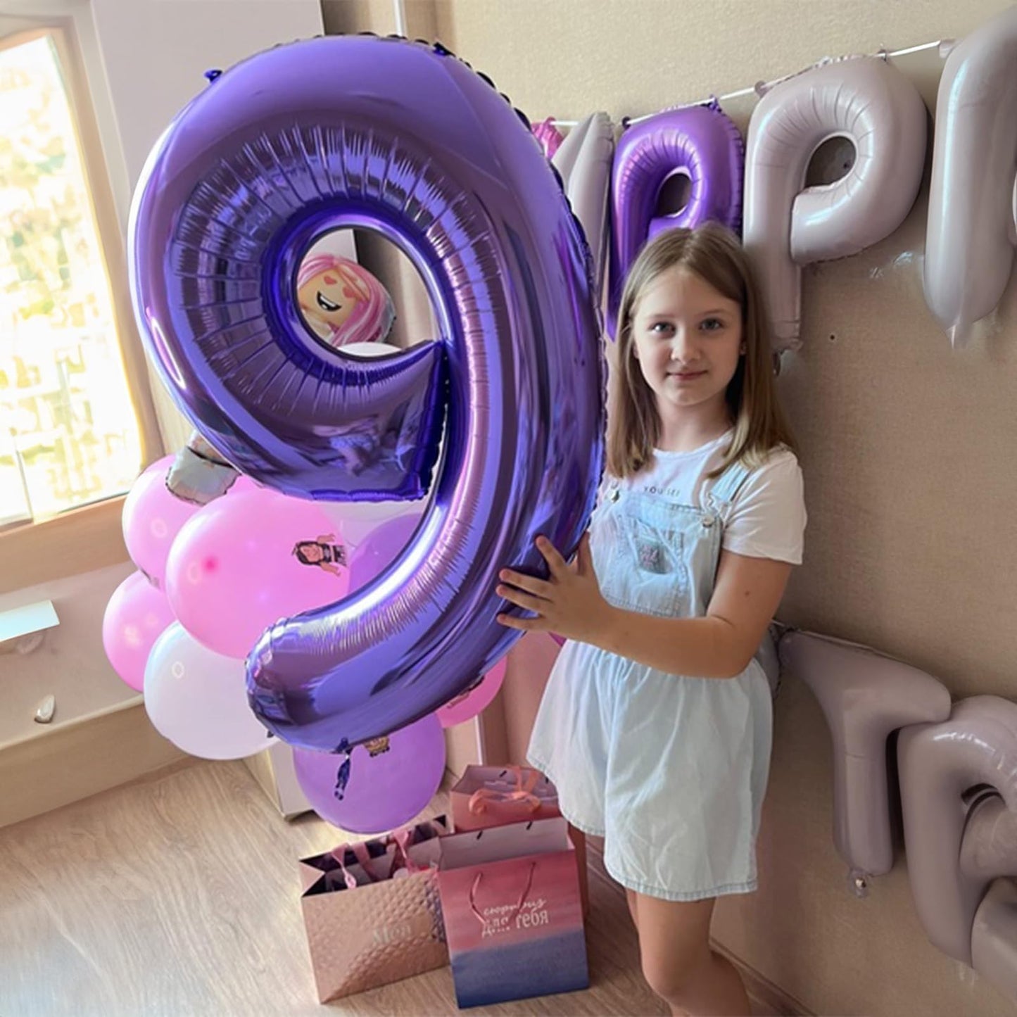Isndare 40-Inch Purple 8 Balloon – Self-Inflating Foil Number Balloon for Birthdays