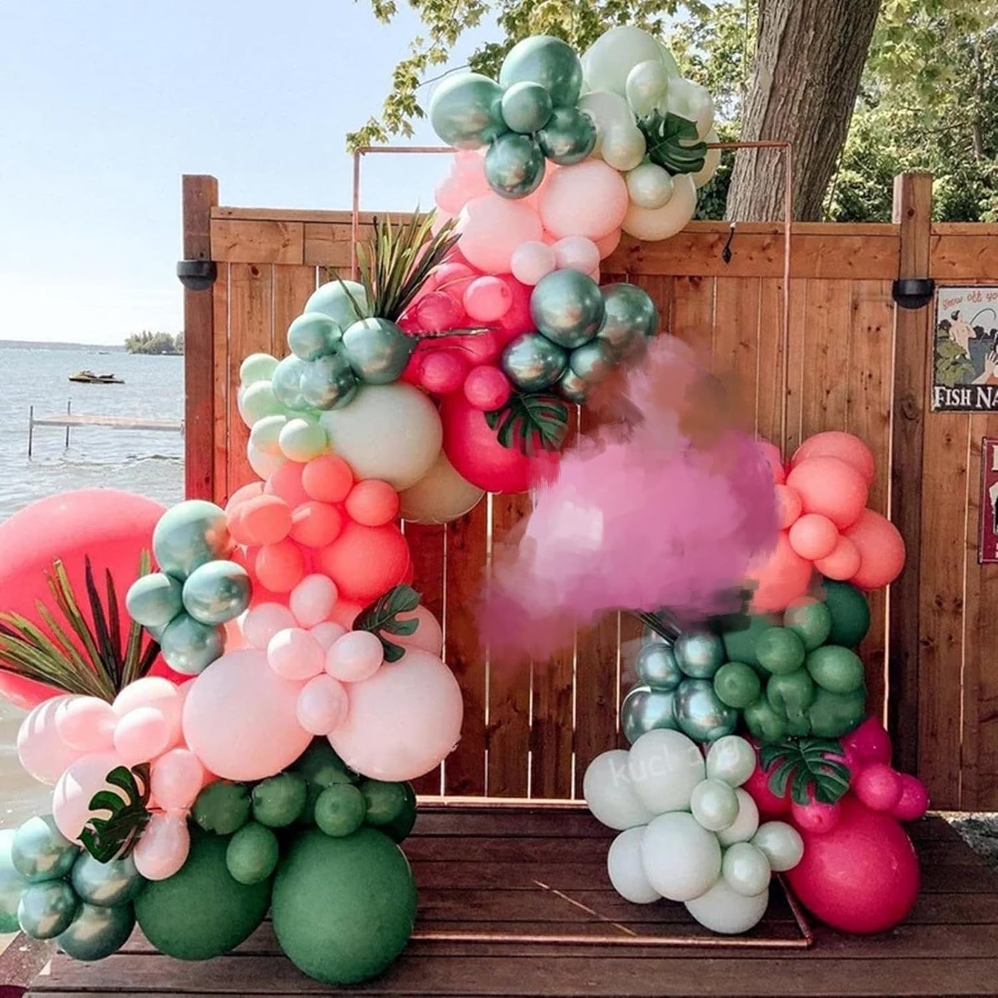 Isndare Pink Flamingo Balloons Garland Arch Kit | Tropical Party Decor for Summer, Beach, Luau