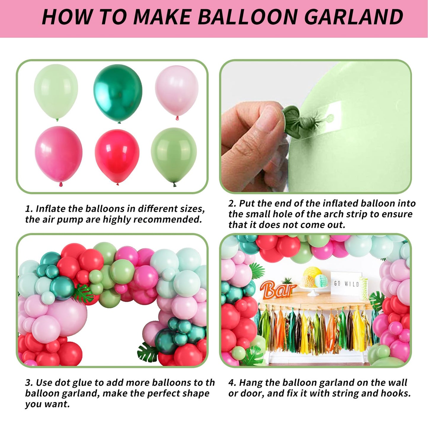 Isndare Pink Flamingo Balloons Garland Arch Kit | Tropical Party Decor for Summer, Beach, Luau
