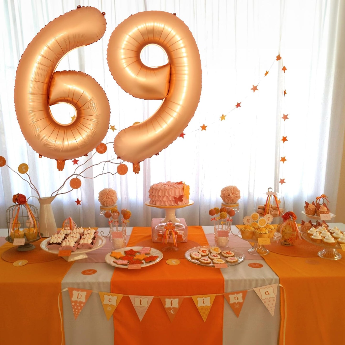 Isndare 40-Inch Orange Foil Number 4 Balloon – Birthday Party Decor