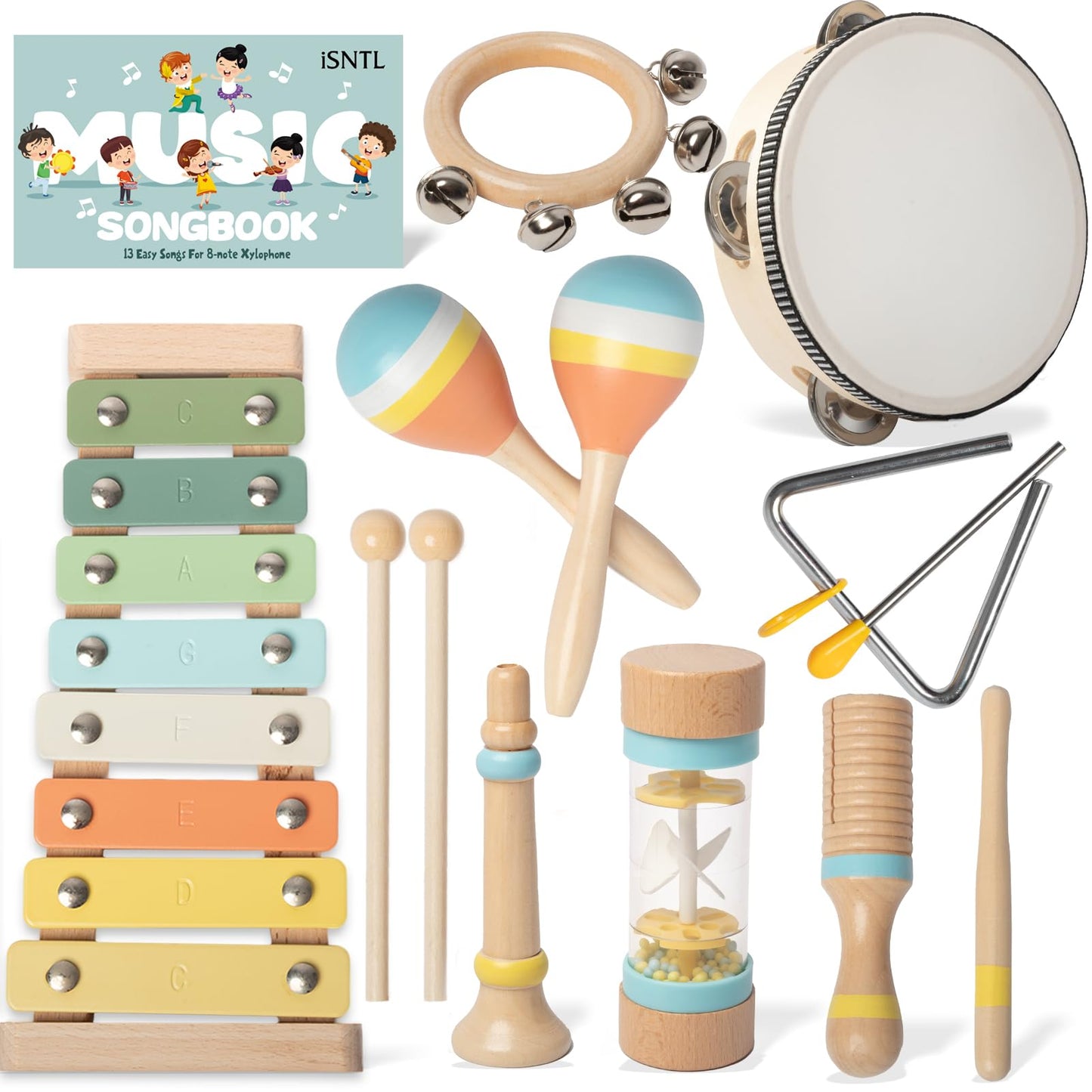 iSNTL Baby Musical Instruments – Wooden Montessori Toys for Toddlers