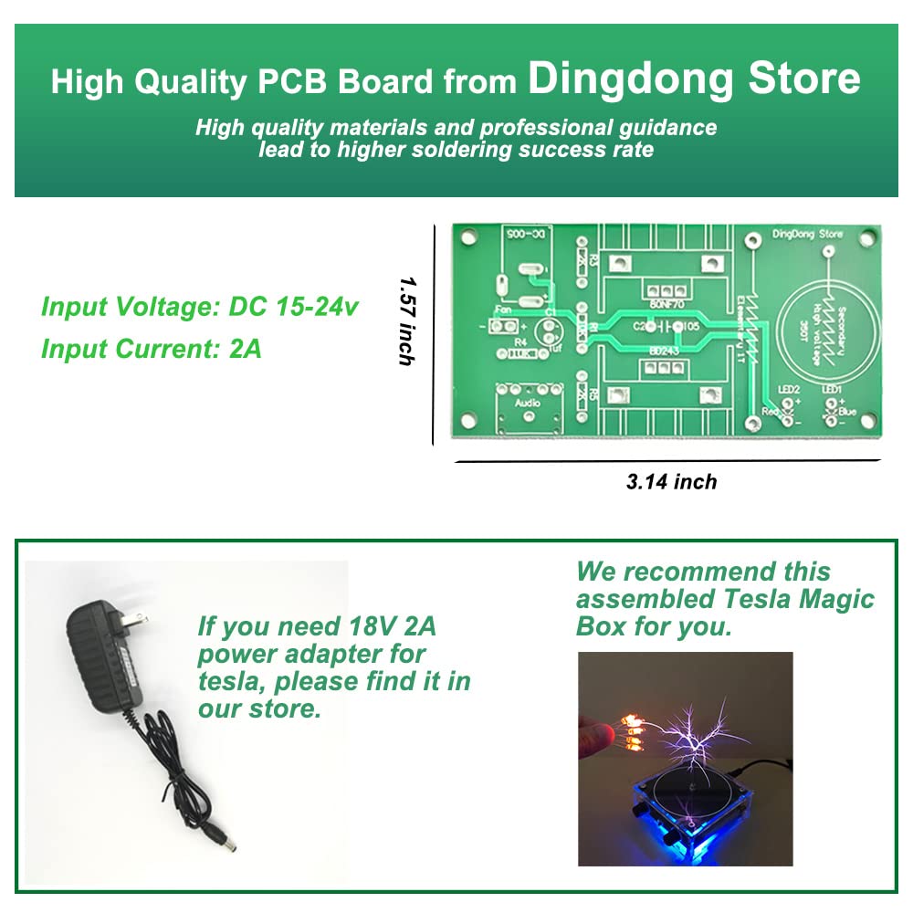 ISolderStore DIY Mini Tesla Coil Kit 15W – Soldering Practice, Music Plasma Speaker