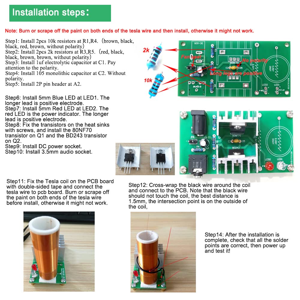 ISolderStore DIY Mini Tesla Coil Kit 15W – Soldering Practice, Music Plasma Speaker