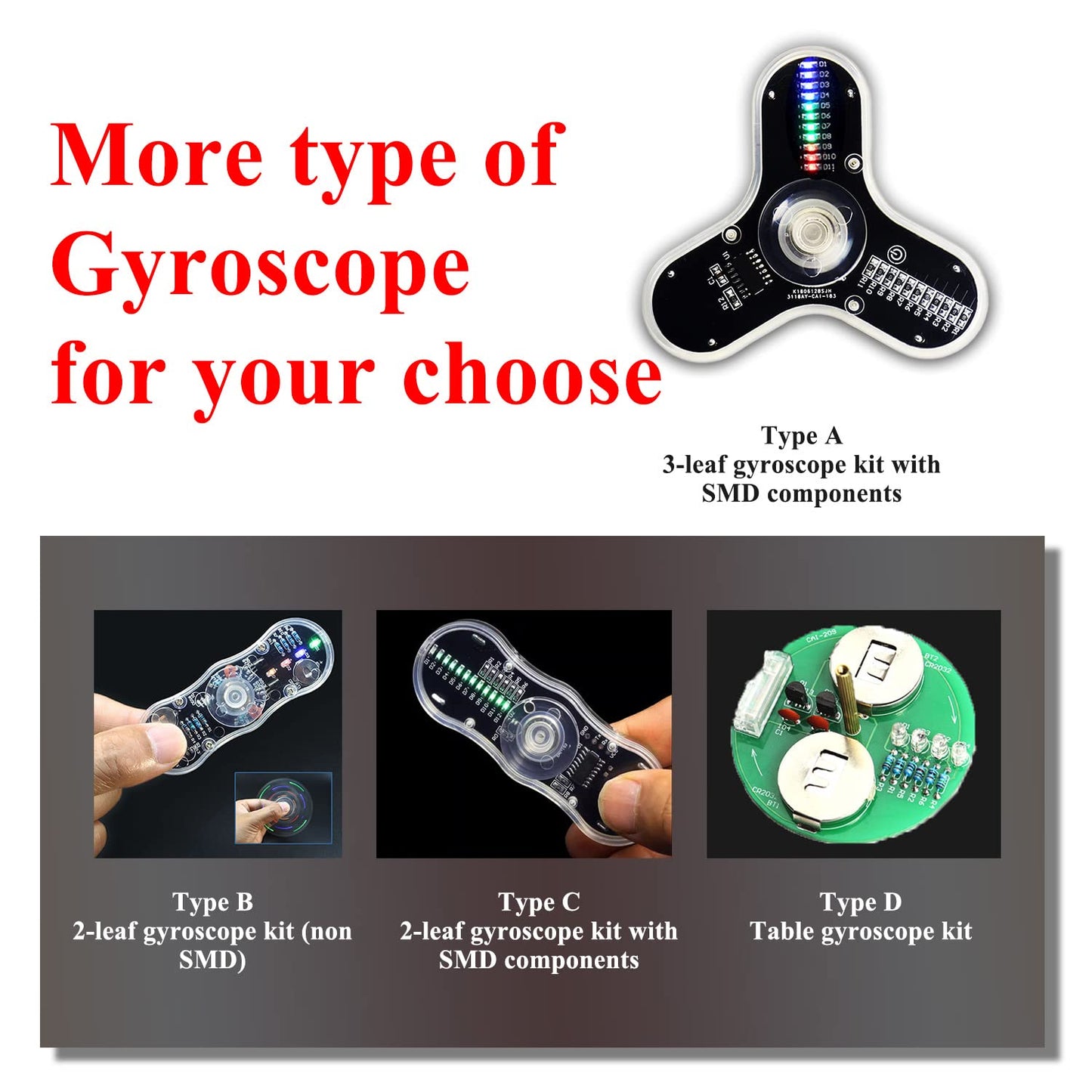 ISolderStore Soldering Practice Kit — 3 Leaves LED Rotating Gyroscope DIY Project