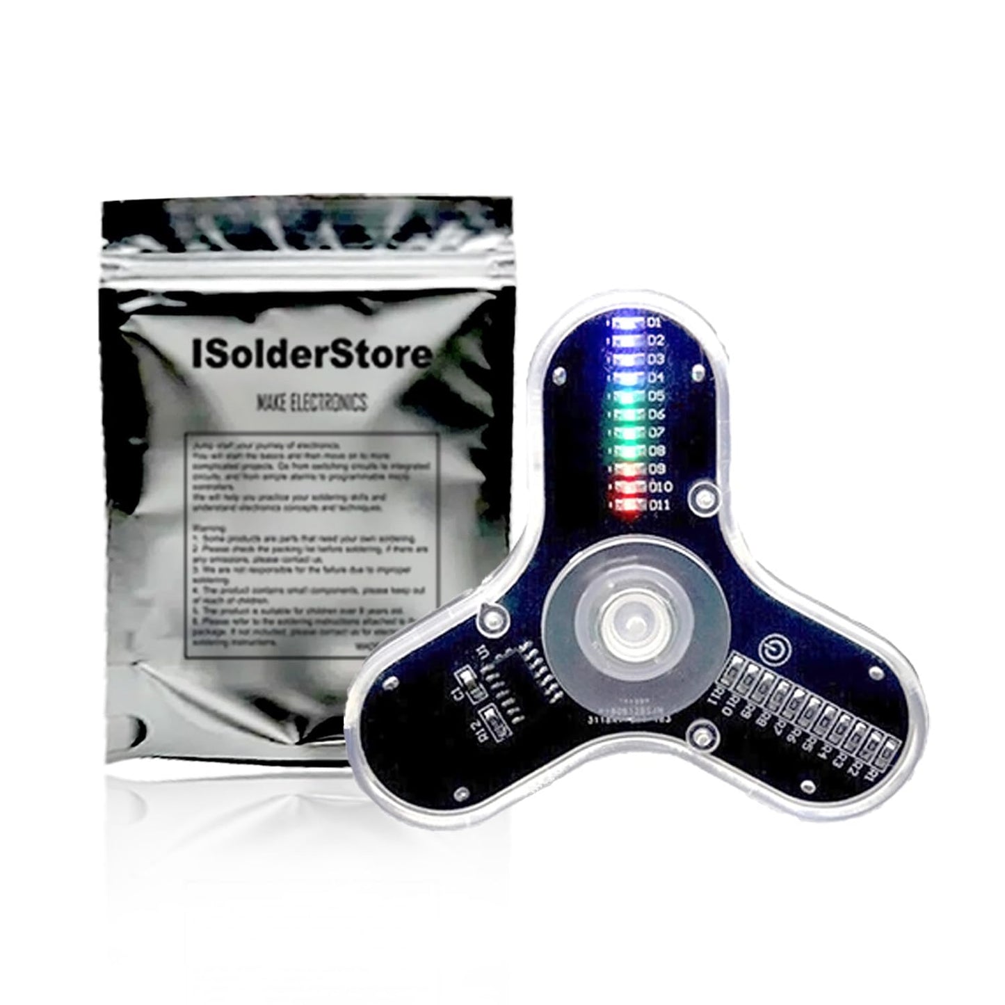 ISolderStore Soldering Practice Kit — 3 Leaves LED Rotating Gyroscope DIY Project