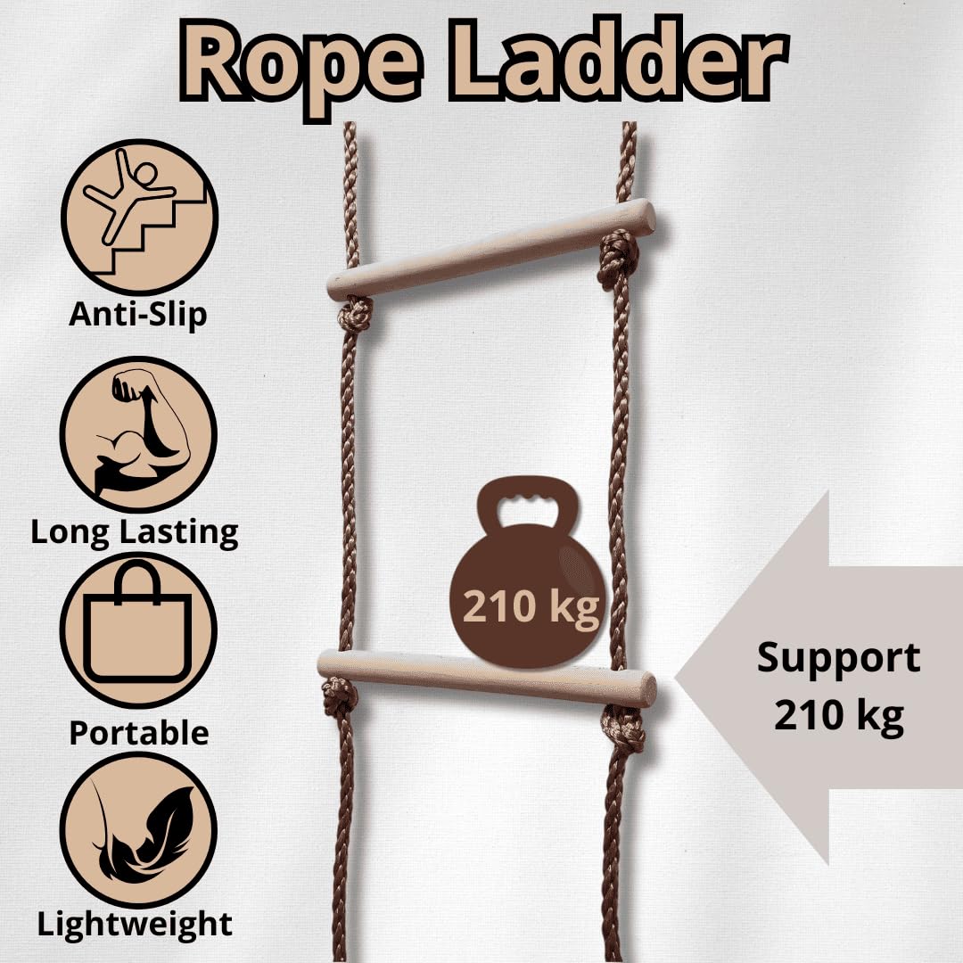 ISOP Swedish Wall Rope Ladder 6.5 ft – Kids Climbing Rope Ladder for Backyard Play