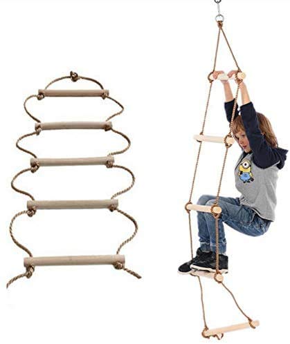 ISOP Swedish Wall Rope Ladder 6.5 ft – Kids Climbing Rope Ladder for Backyard Play