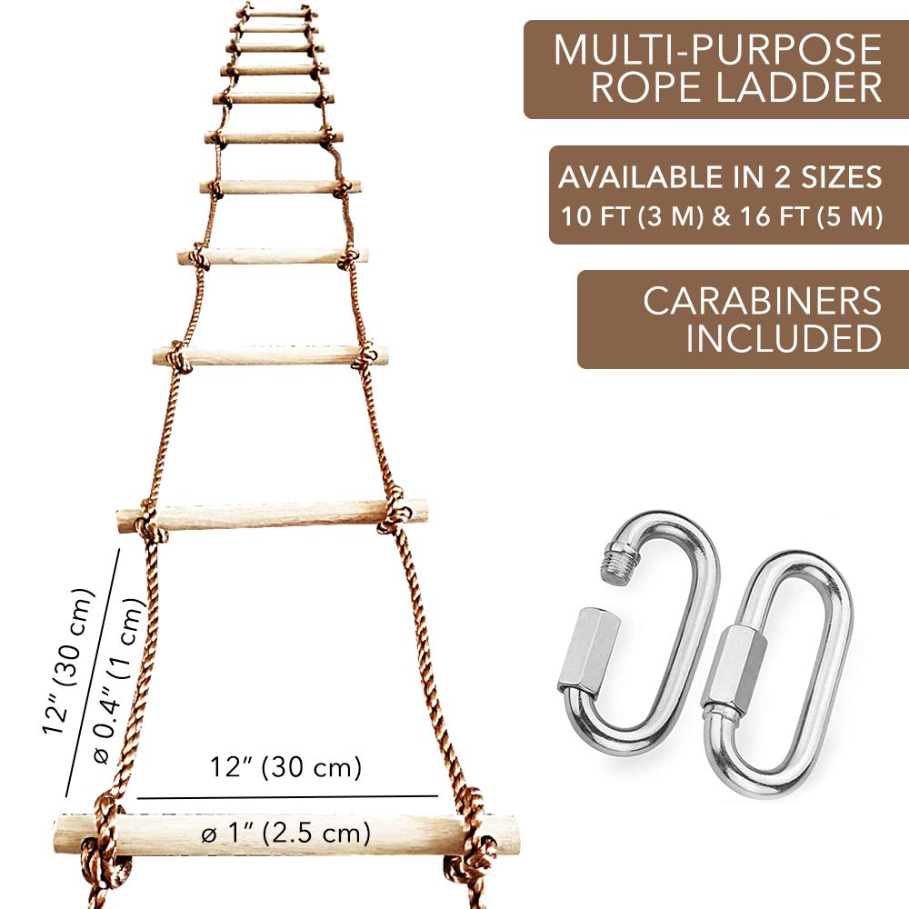 ISOP Swedish Wall Rope Ladder 6.5 ft – Kids Climbing Rope Ladder for Backyard Play