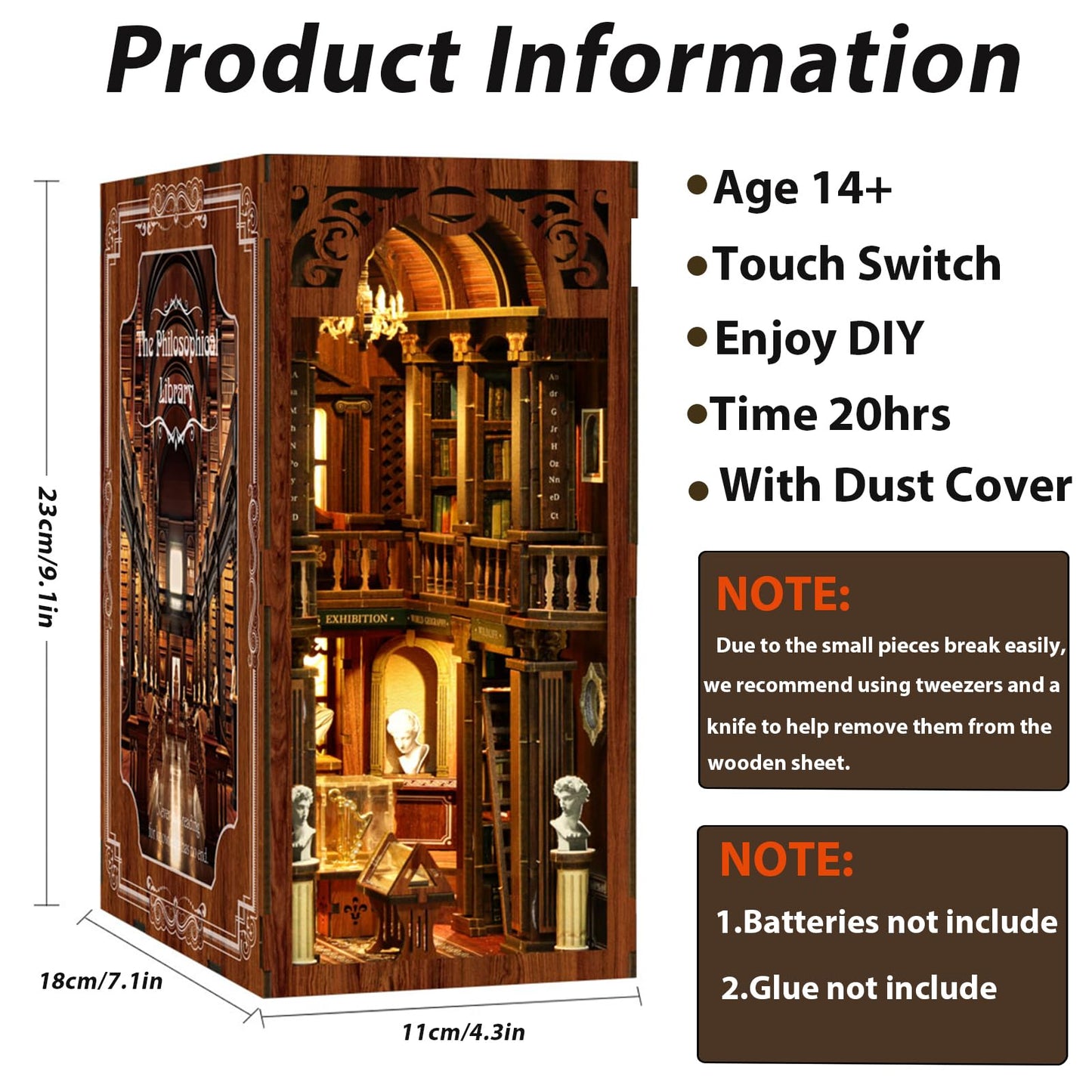 ISSEVE Book Nook Kit – DIY 3D Wooden Dollhouse for Adults | Library of Philosophical