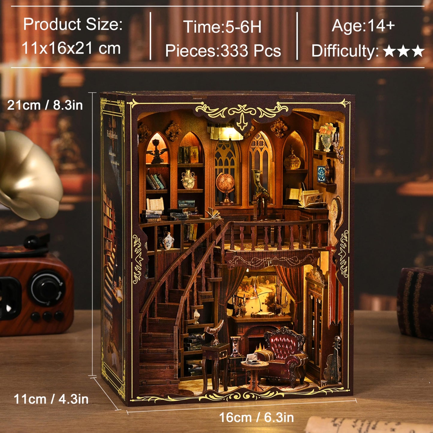 ISSEVE Book Nook Kit – Ancient Rhyme Library DIY Miniature House