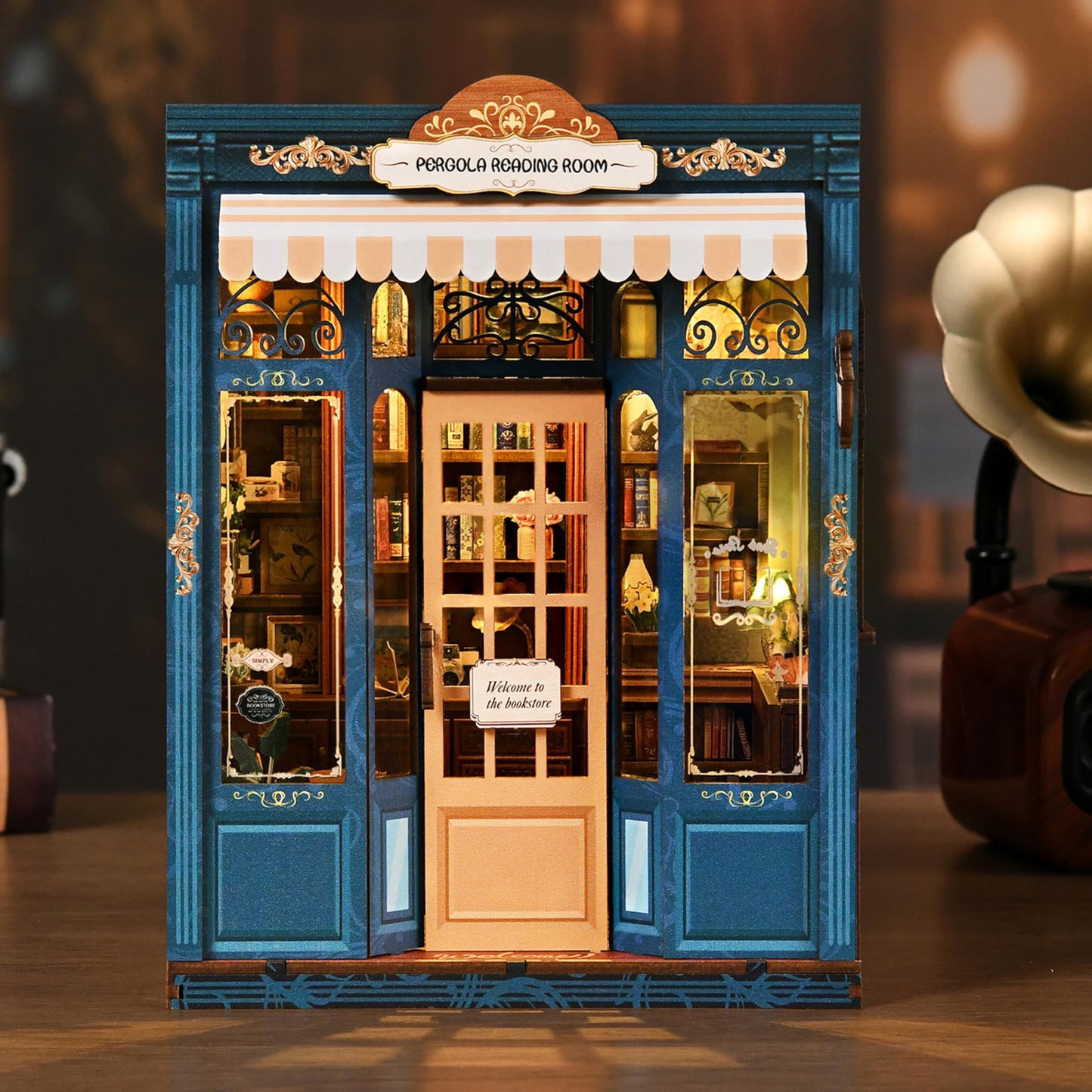 ISSEVE Book Nook Kit – DIY Miniature Library for Adults | 3D Wooden Puzzle & Dollhouse Decor