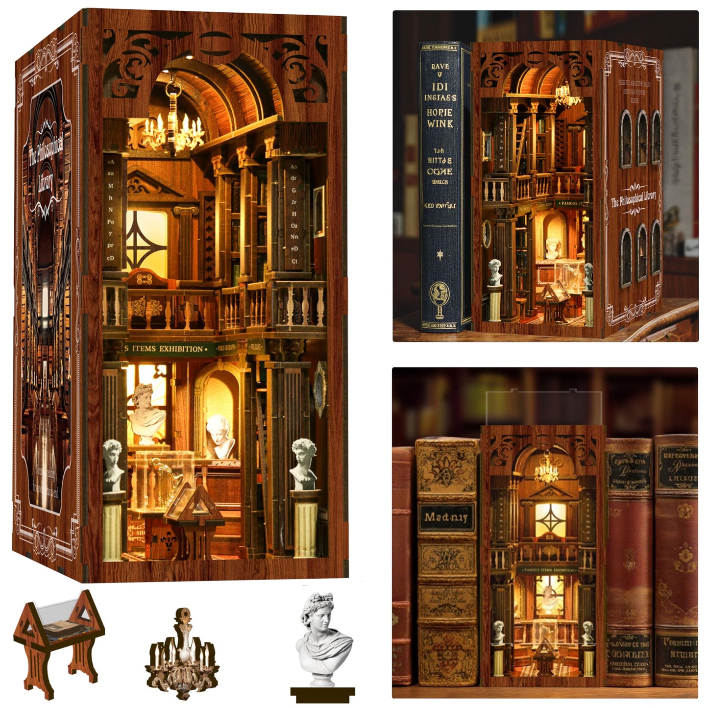 ISSEVE Book Nook Kit – DIY 3D Wooden Dollhouse for Adults | Library of Philosophical