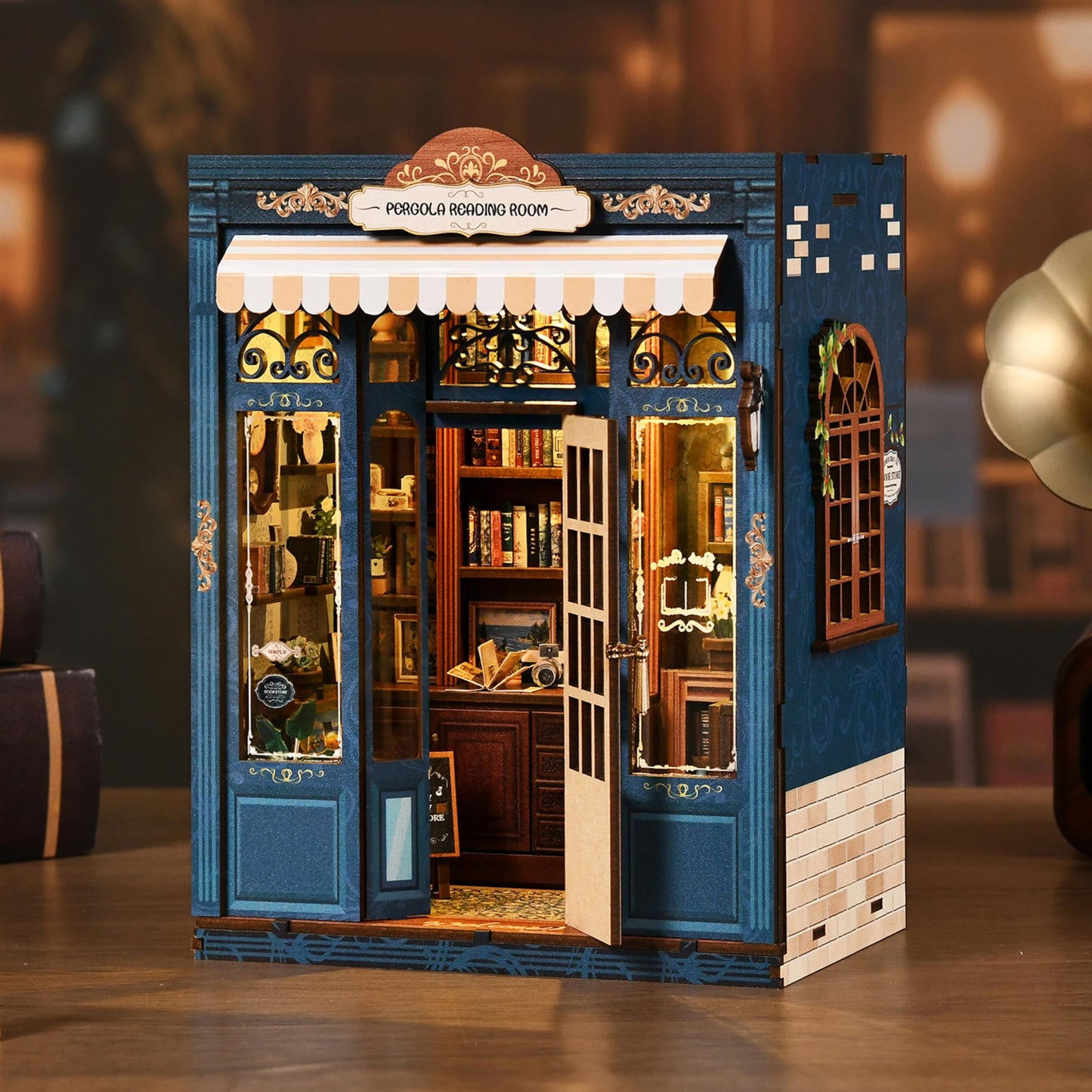 ISSEVE Book Nook Kit – DIY Miniature Library for Adults | 3D Wooden Puzzle & Dollhouse Decor