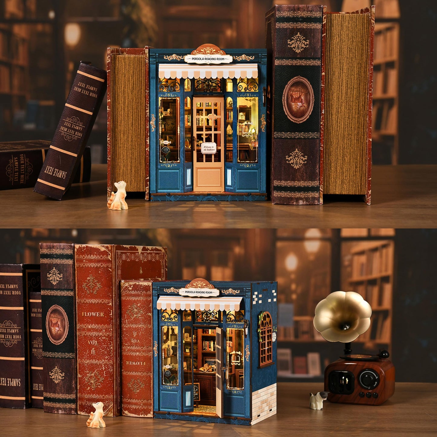 ISSEVE Book Nook Kit – DIY Miniature Library for Adults | 3D Wooden Puzzle & Dollhouse Decor