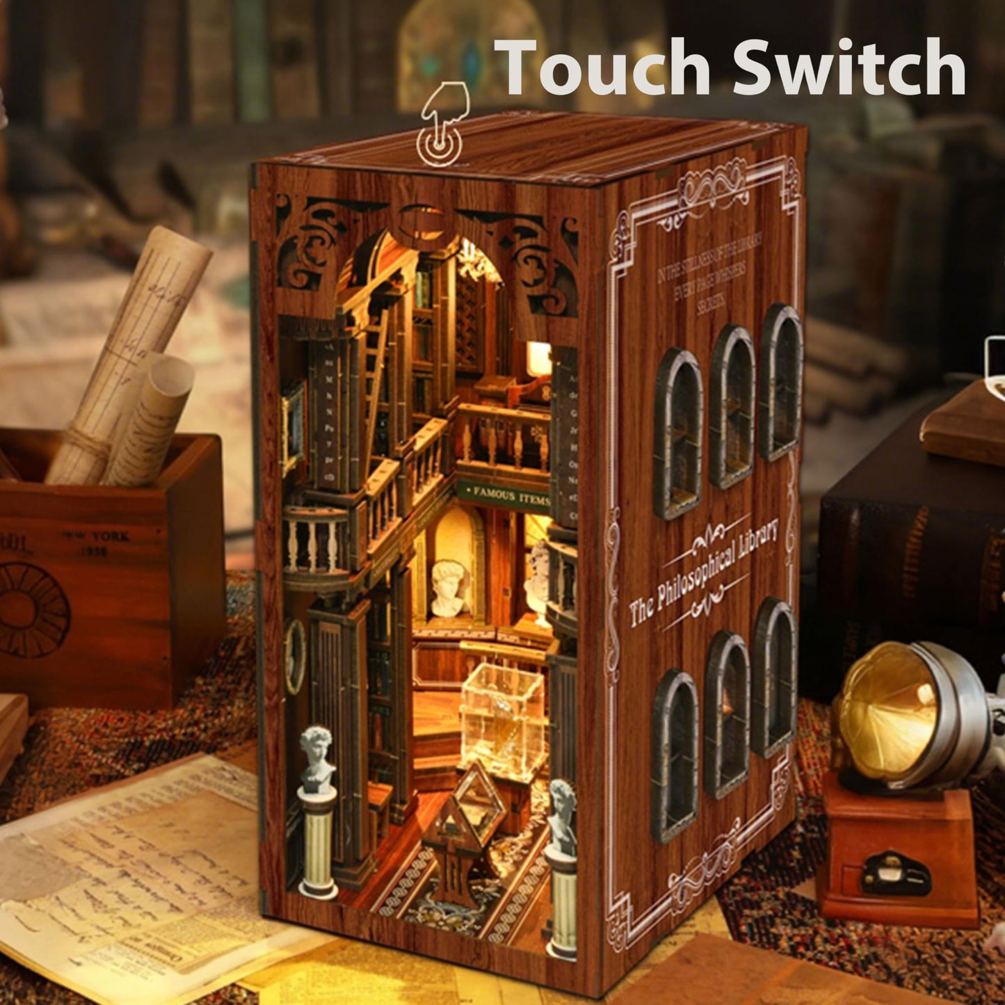 ISSEVE Book Nook Kit – DIY 3D Wooden Dollhouse for Adults | Library of Philosophical