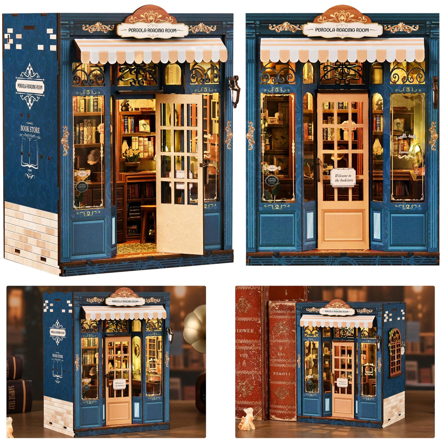 ISSEVE Book Nook Kit – DIY Miniature Library for Adults | 3D Wooden Puzzle & Dollhouse Decor