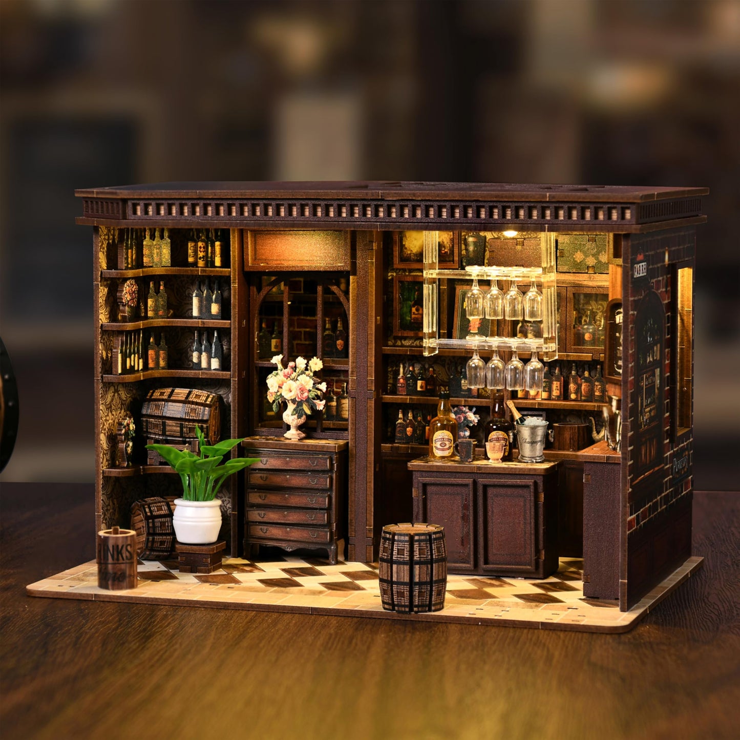 ISSEVE Book Nook Kit – Corner Tavern DIY Miniature House | 3D Wooden Puzzle for Adults & Teens