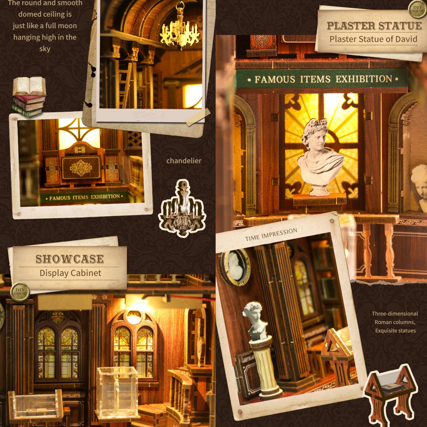 ISSEVE Book Nook Kit – DIY 3D Wooden Dollhouse for Adults | Library of Philosophical