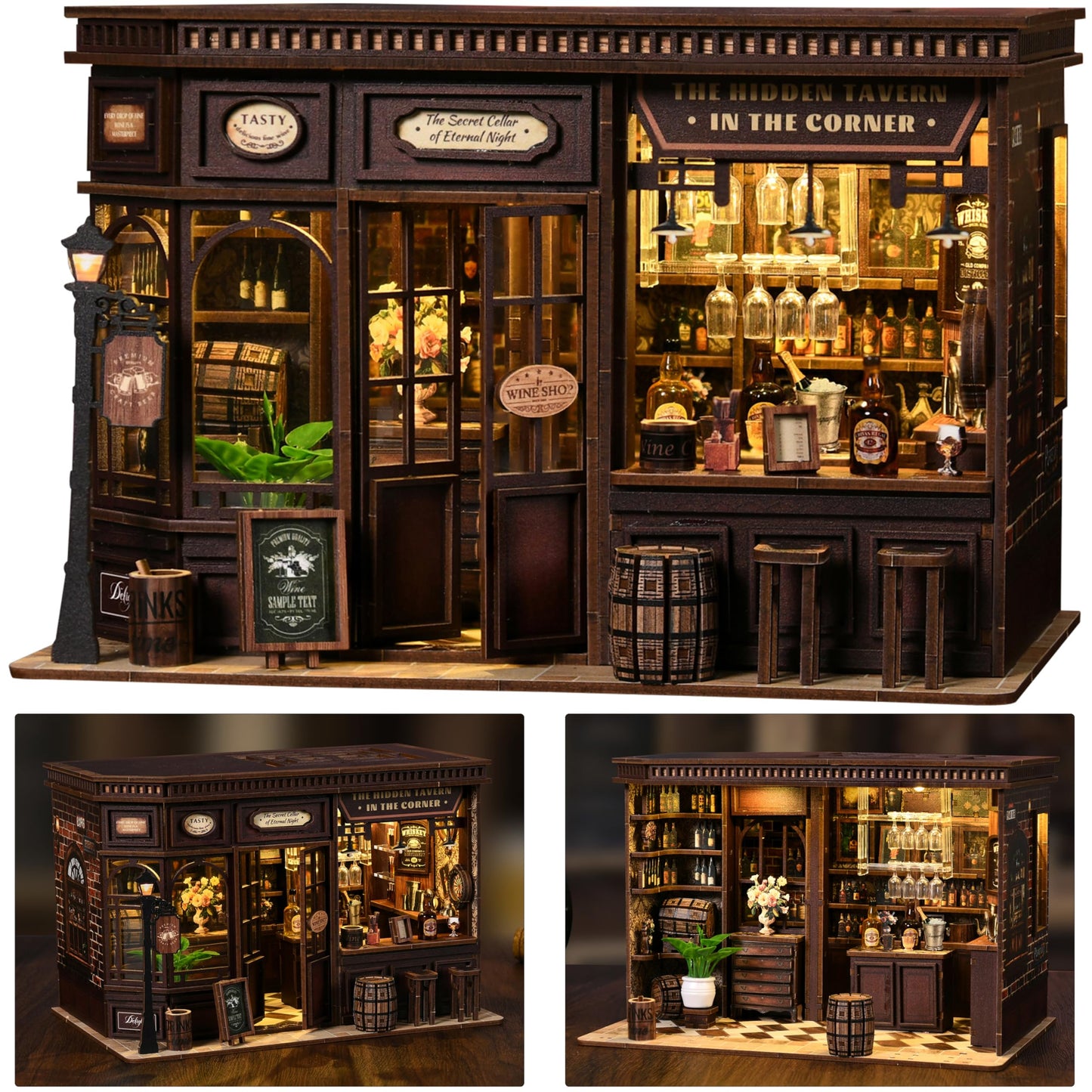 ISSEVE Book Nook Kit – Corner Tavern DIY Miniature House | 3D Wooden Puzzle for Adults & Teens