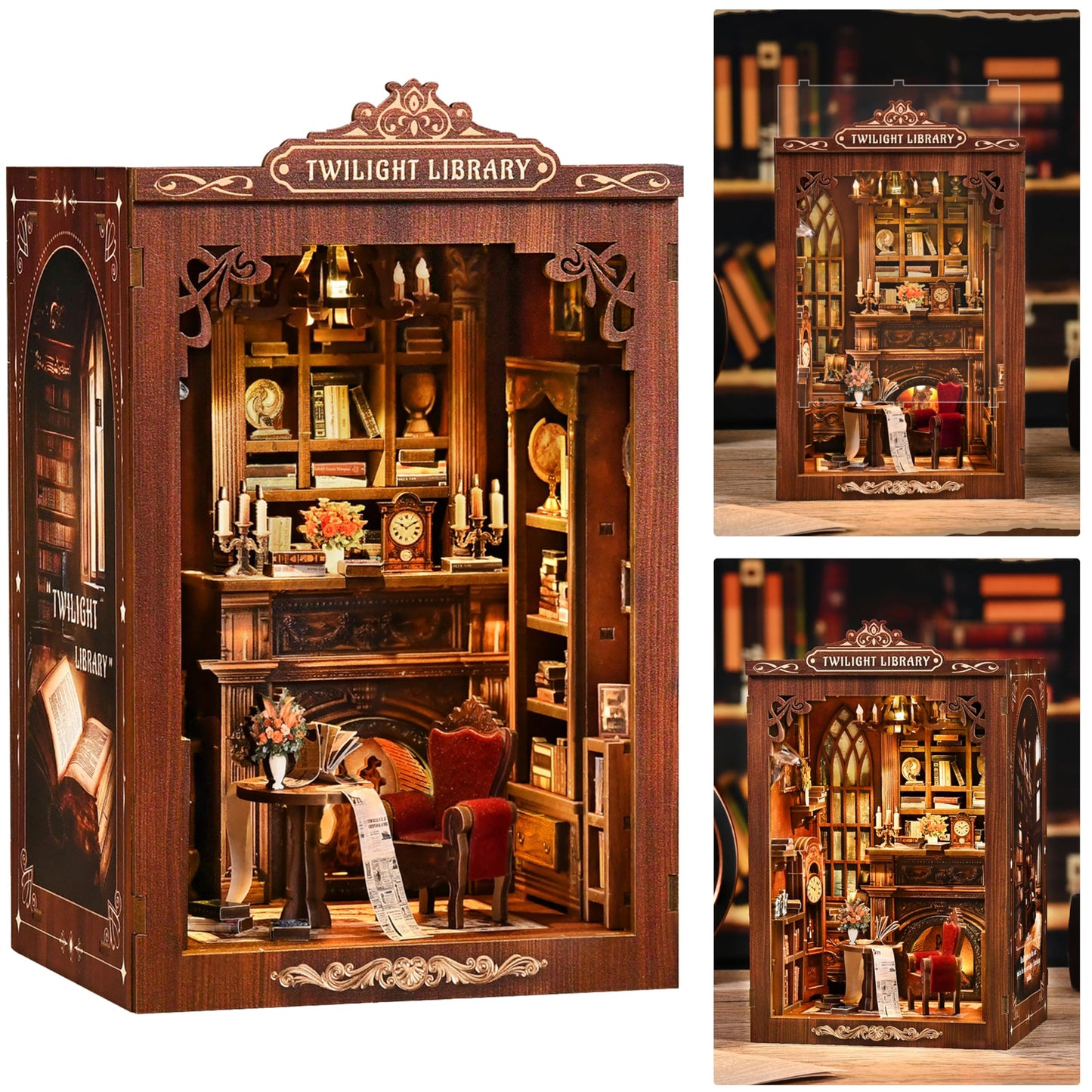 ISSEVE Twilight Library Book Nook Kit – DIY Miniature Dollhouse