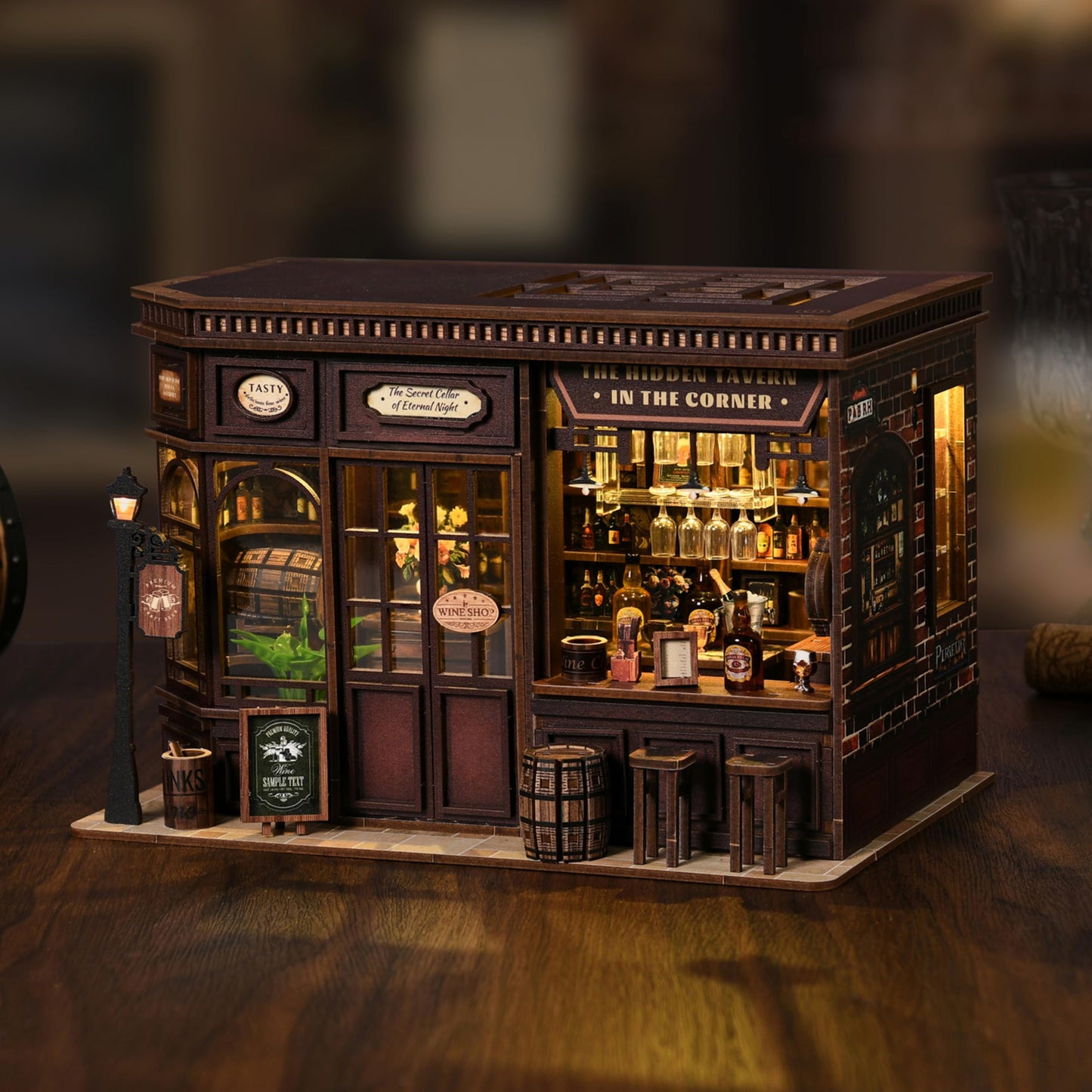 ISSEVE Book Nook Kit – Corner Tavern DIY Miniature House | 3D Wooden Puzzle for Adults & Teens