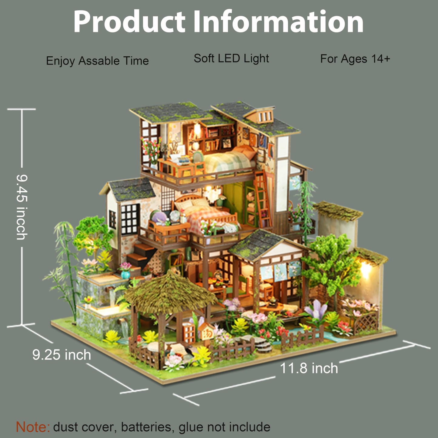 ISSEVE DIY Miniature House Kit – Tiny Dollhouse for Adults, Spring Courtyard