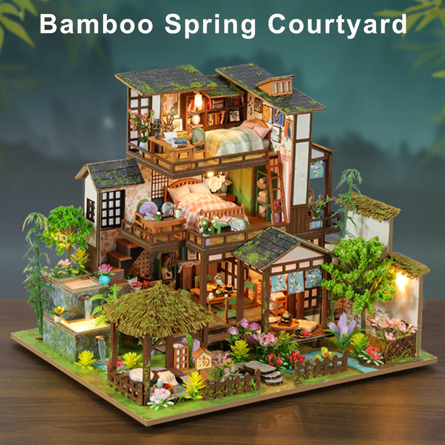 ISSEVE DIY Miniature House Kit – Tiny Dollhouse for Adults, Spring Courtyard