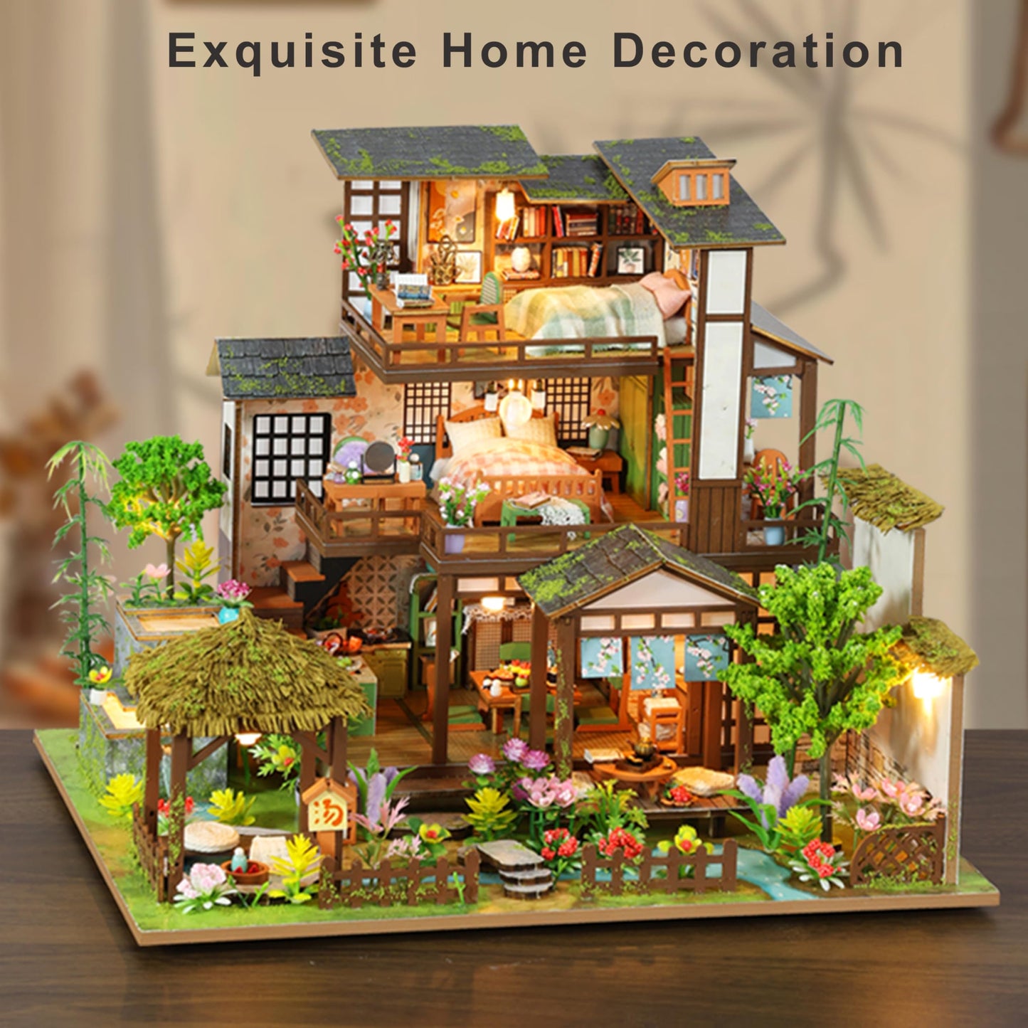 ISSEVE DIY Miniature House Kit – Tiny Dollhouse for Adults, Spring Courtyard