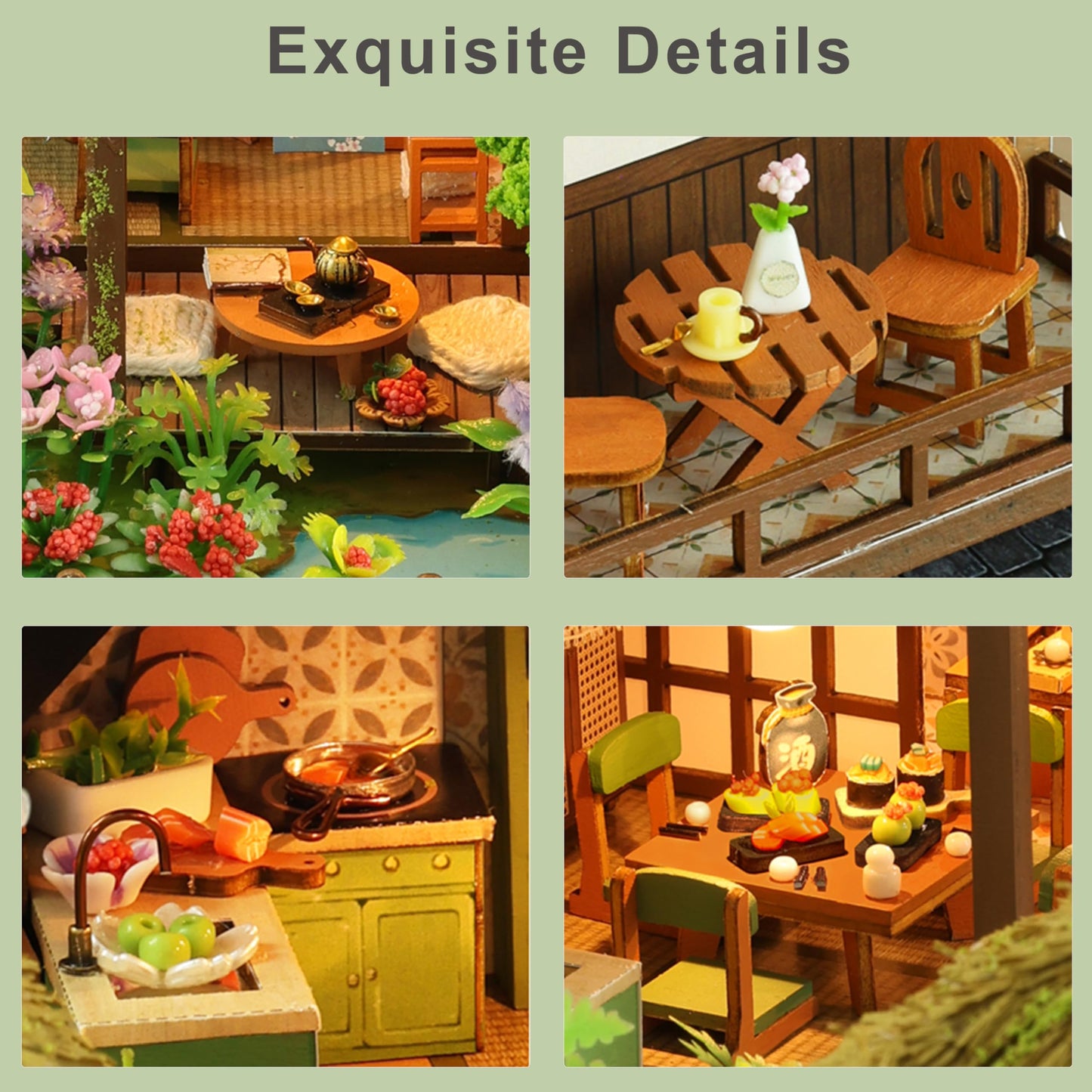 ISSEVE DIY Miniature House Kit – Tiny Dollhouse for Adults, Spring Courtyard