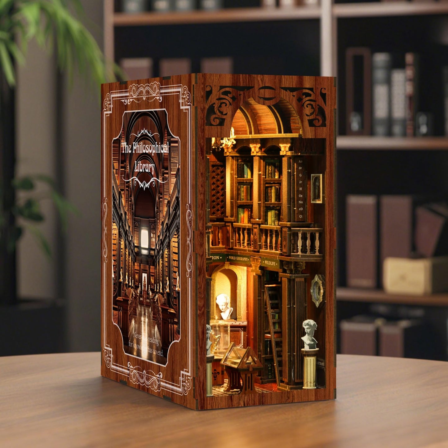 ISSEVE Book Nook Kit – DIY 3D Wooden Dollhouse for Adults | Library of Philosophical