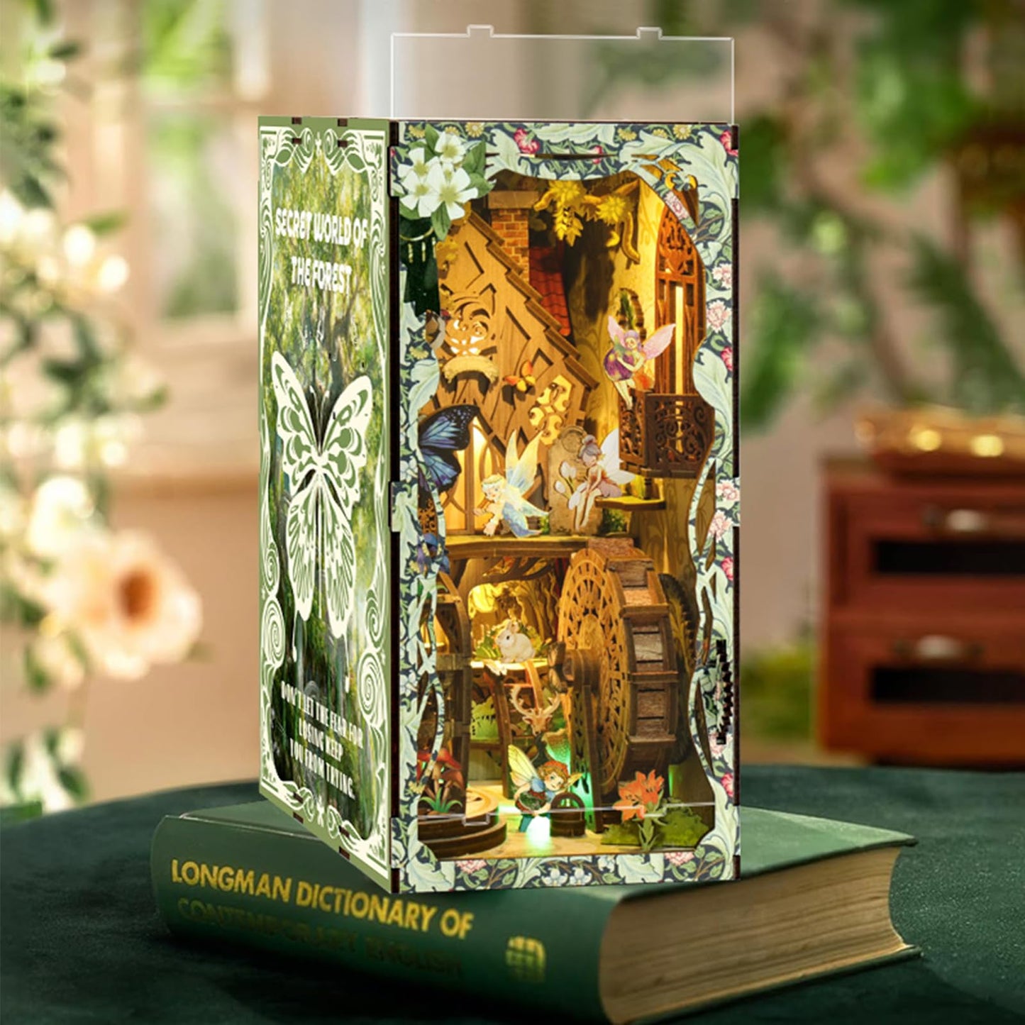 ISSEVE Forest Secret World Book Nook Kit – DIY 3D Wood Dollhouse with LED Light