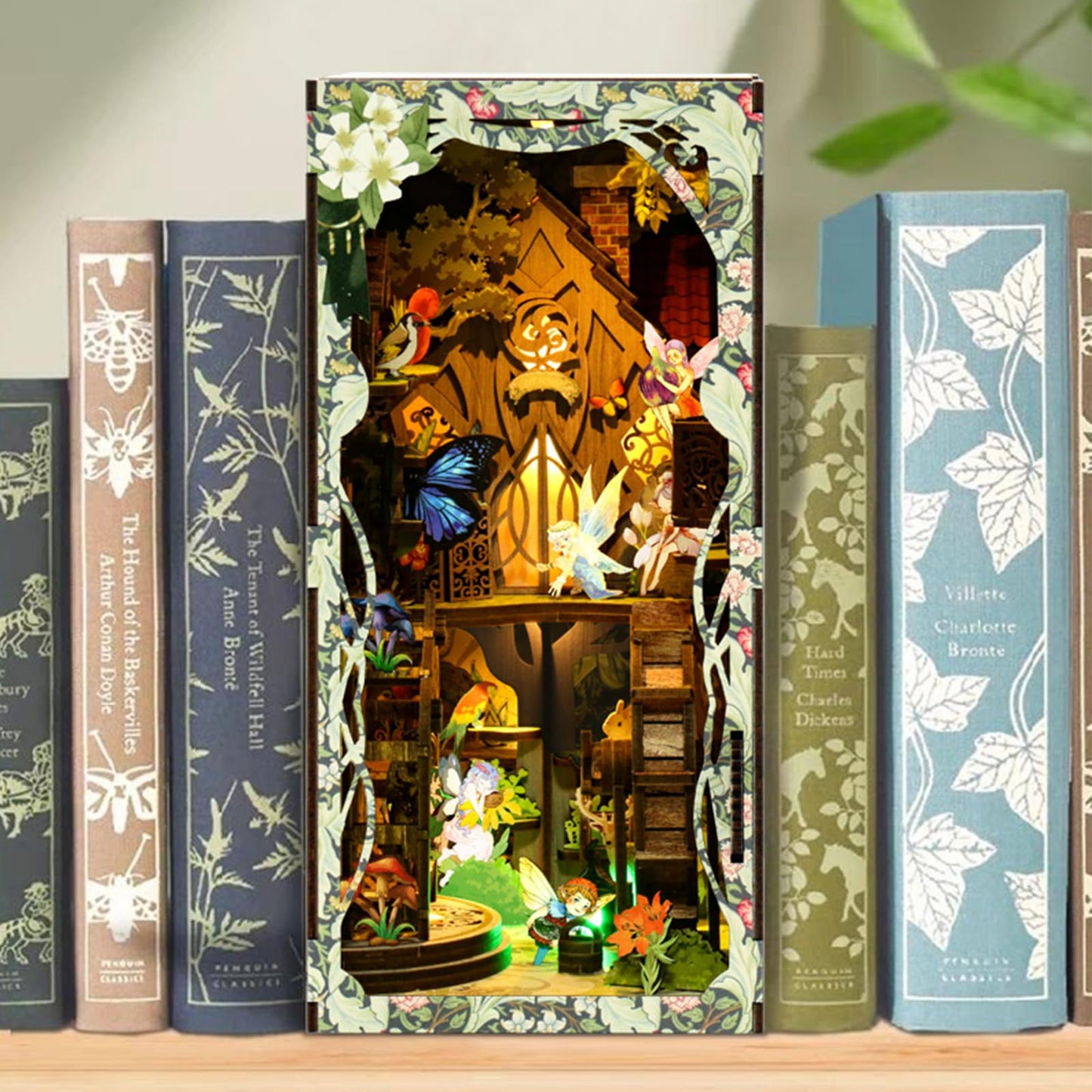 ISSEVE Forest Secret World Book Nook Kit – DIY 3D Wood Dollhouse with LED Light