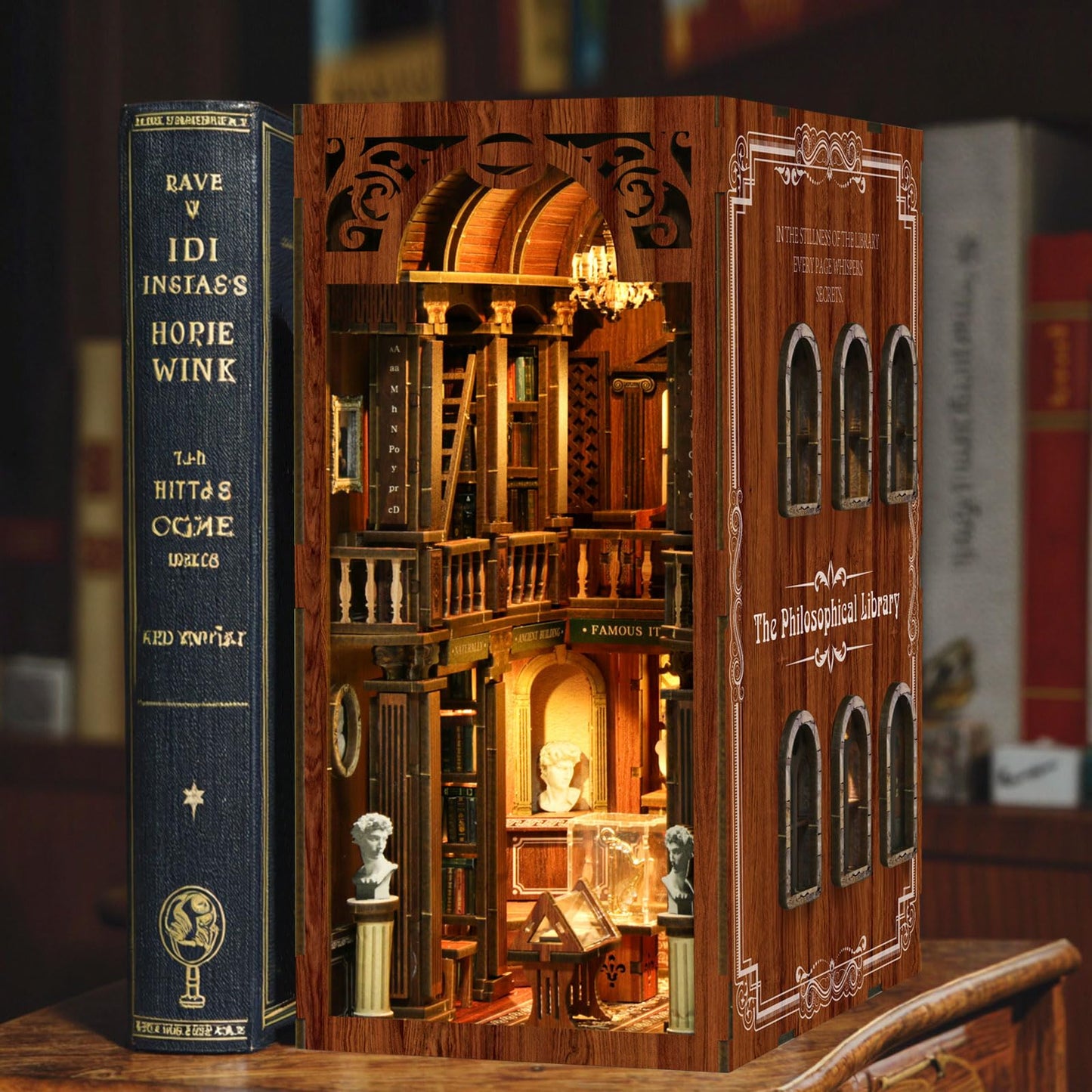 ISSEVE Book Nook Kit – DIY 3D Wooden Dollhouse for Adults | Library of Philosophical