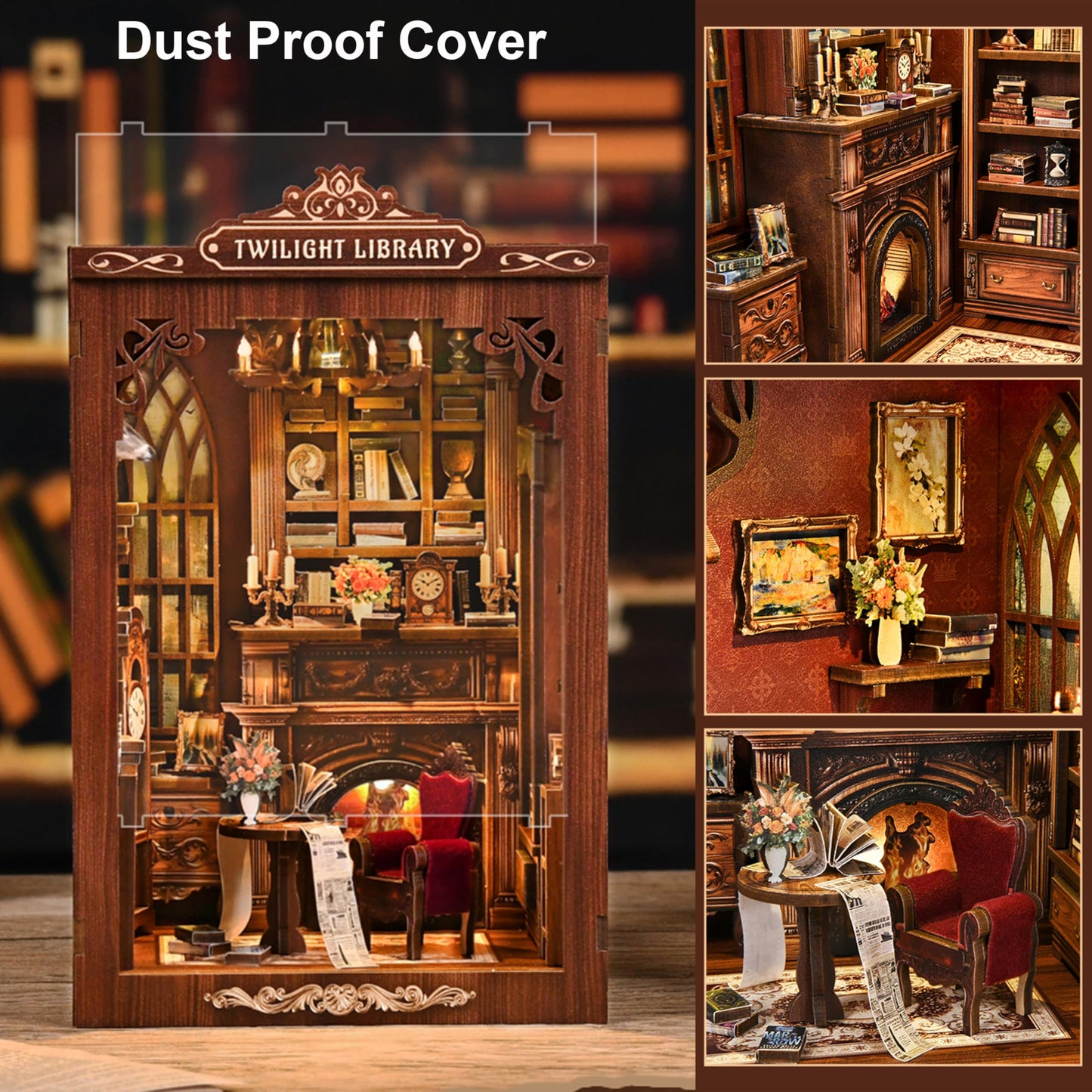 ISSEVE Twilight Library Book Nook Kit – DIY Miniature Dollhouse