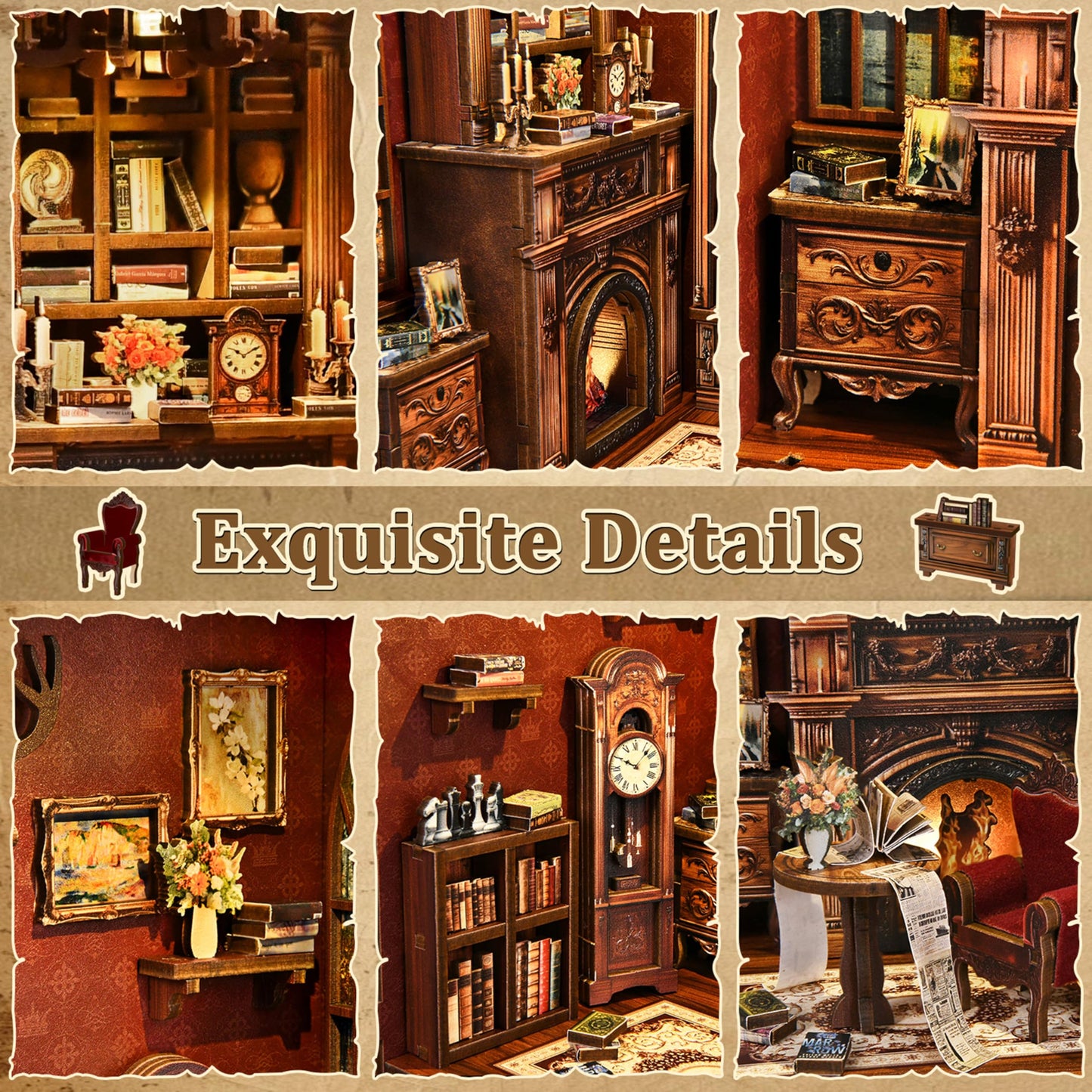 ISSEVE Twilight Library Book Nook Kit – DIY Miniature Dollhouse