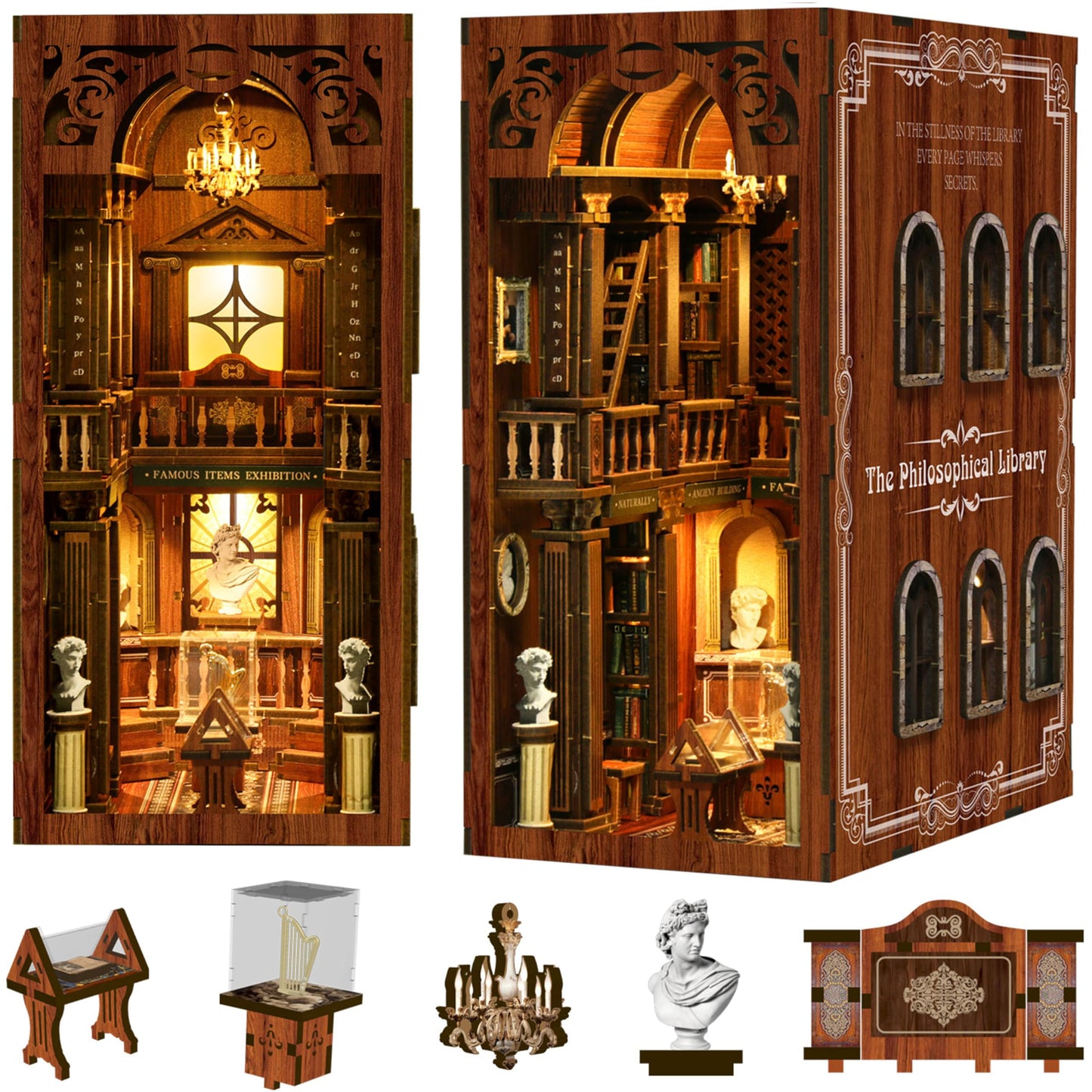 ISSEVE Book Nook Kit – DIY 3D Wooden Dollhouse for Adults | Library of Philosophical