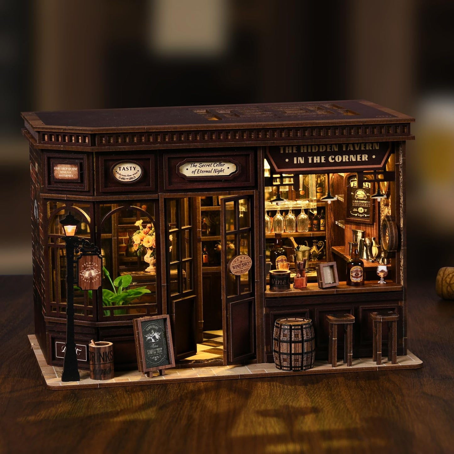 ISSEVE Book Nook Kit – Corner Tavern DIY Miniature House | 3D Wooden Puzzle for Adults & Teens