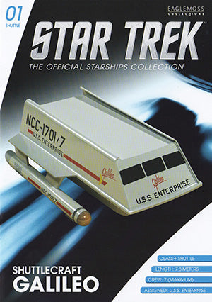 #01 Class-F Shuttlecraft NCC-1701/7 "Galileo" Shuttlecraft Model Die Cast Ship (Eaglemoss / Star Trek)