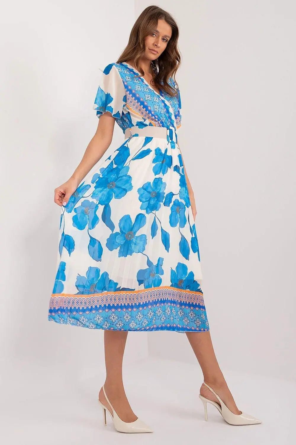 Italy Moda summer daydress with short sleeves in the form of frills