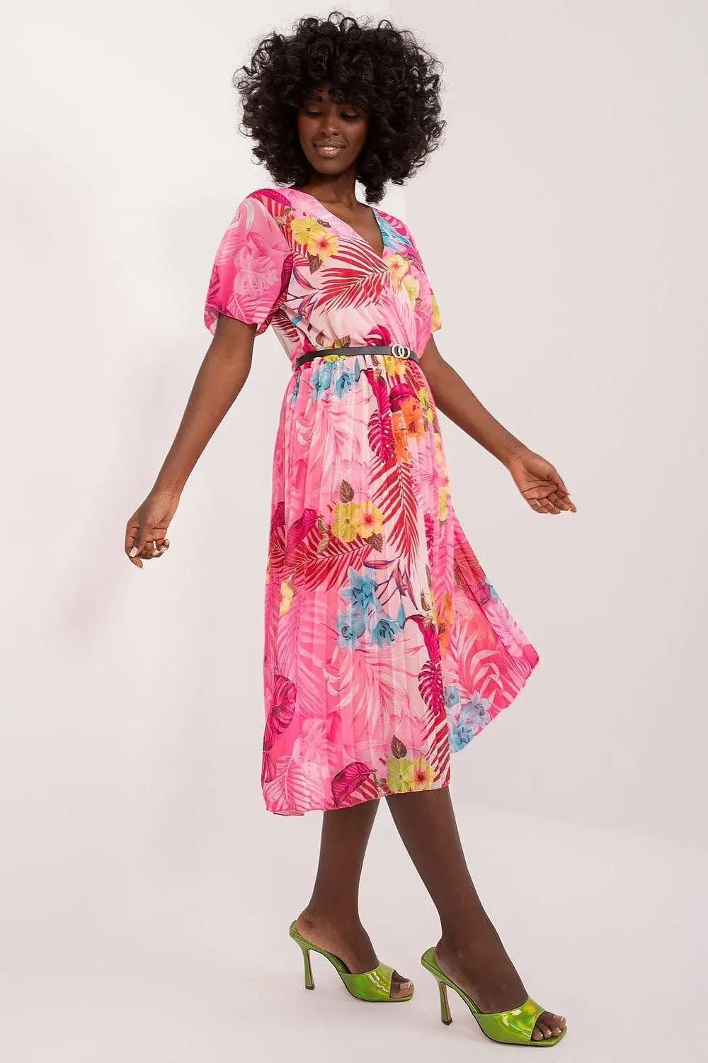 Italy Moda womens elegant polyester decorated lower part pleats daydress
