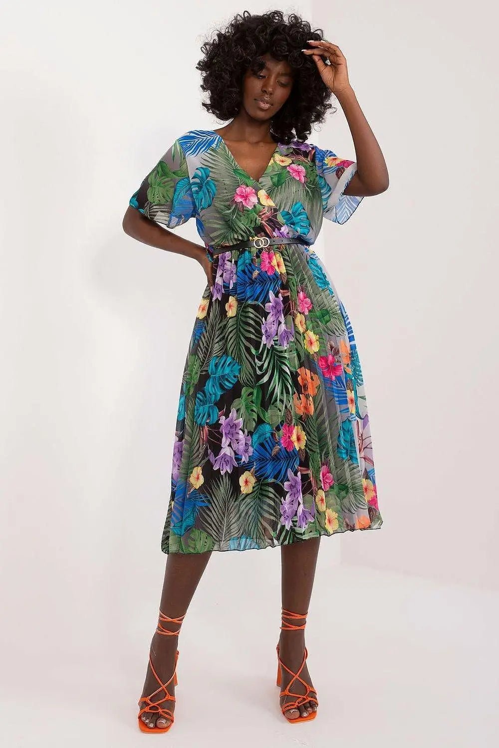 Italy Moda womens elegant polyester decorated lower part pleats daydress