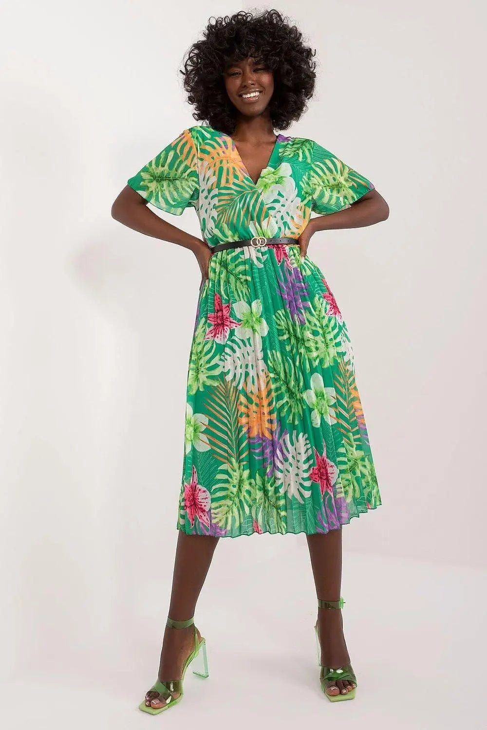 Italy Moda womens elegant polyester decorated lower part pleats daydress