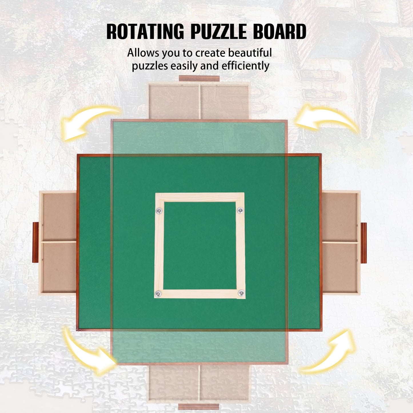 ITEFDTUTNE Rotating Puzzle Board with Drawers — 34 x 24, 1500-Piece Capacity