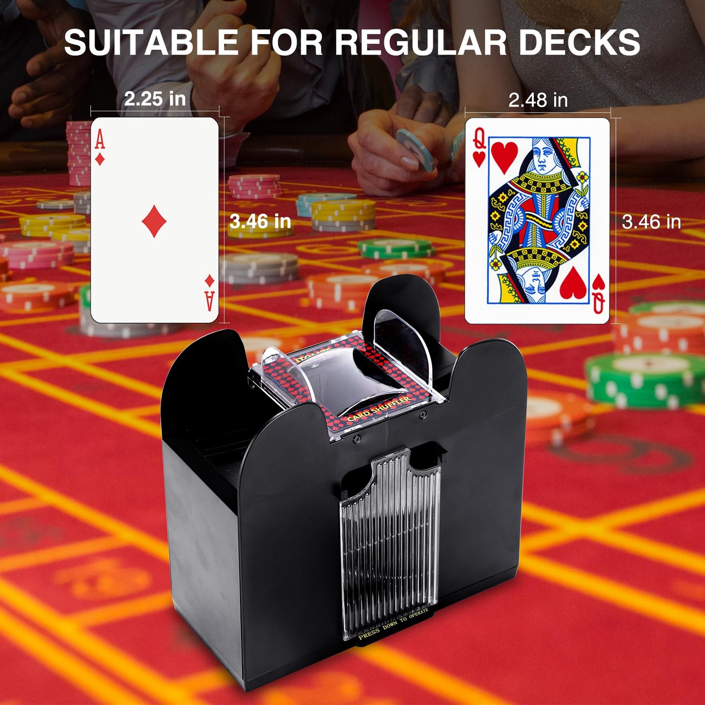 ITOMTE Automatic Card Shuffler – 6-Deck Electric Shuffler for Poker, UNO & More | USB or Battery Powered