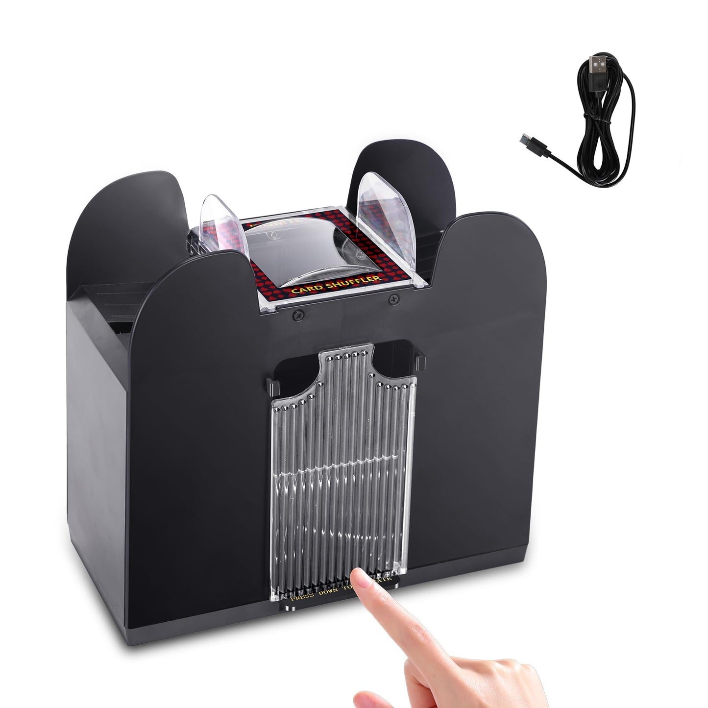 ITOMTE Automatic Card Shuffler – 6-Deck Electric Shuffler for Poker, UNO & More | USB or Battery Powered