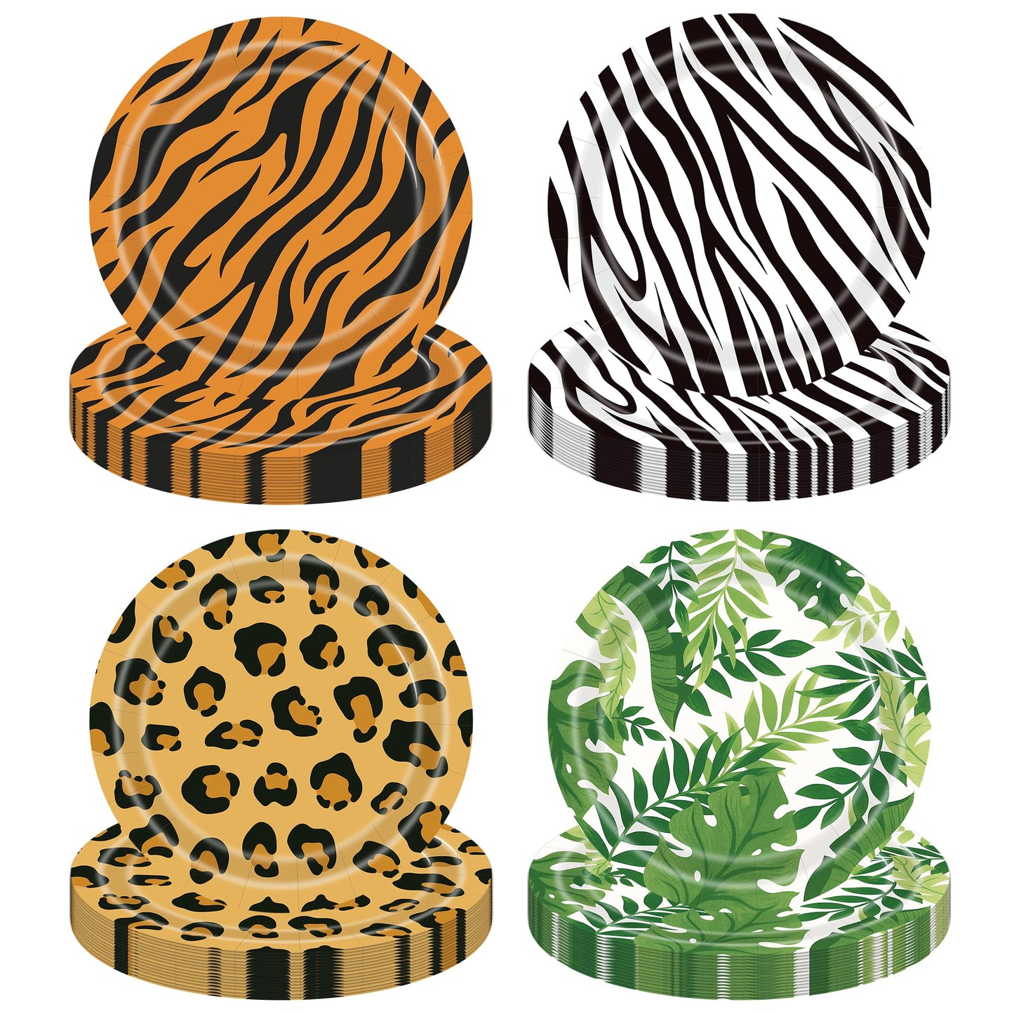 ITTEBISS Jungle Safari 7-Inch Plates, 48-Pack – Zoo Animal Party Supplies, Disposable Tableware