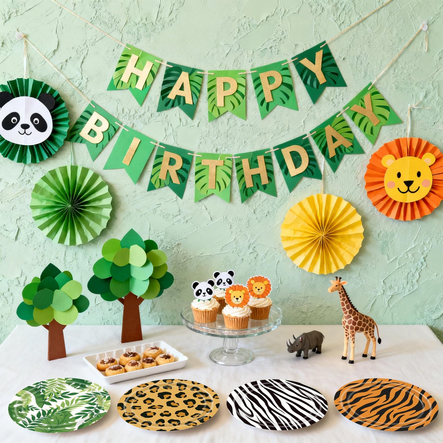 ITTEBISS Jungle Safari 7-Inch Plates, 48-Pack – Zoo Animal Party Supplies, Disposable Tableware