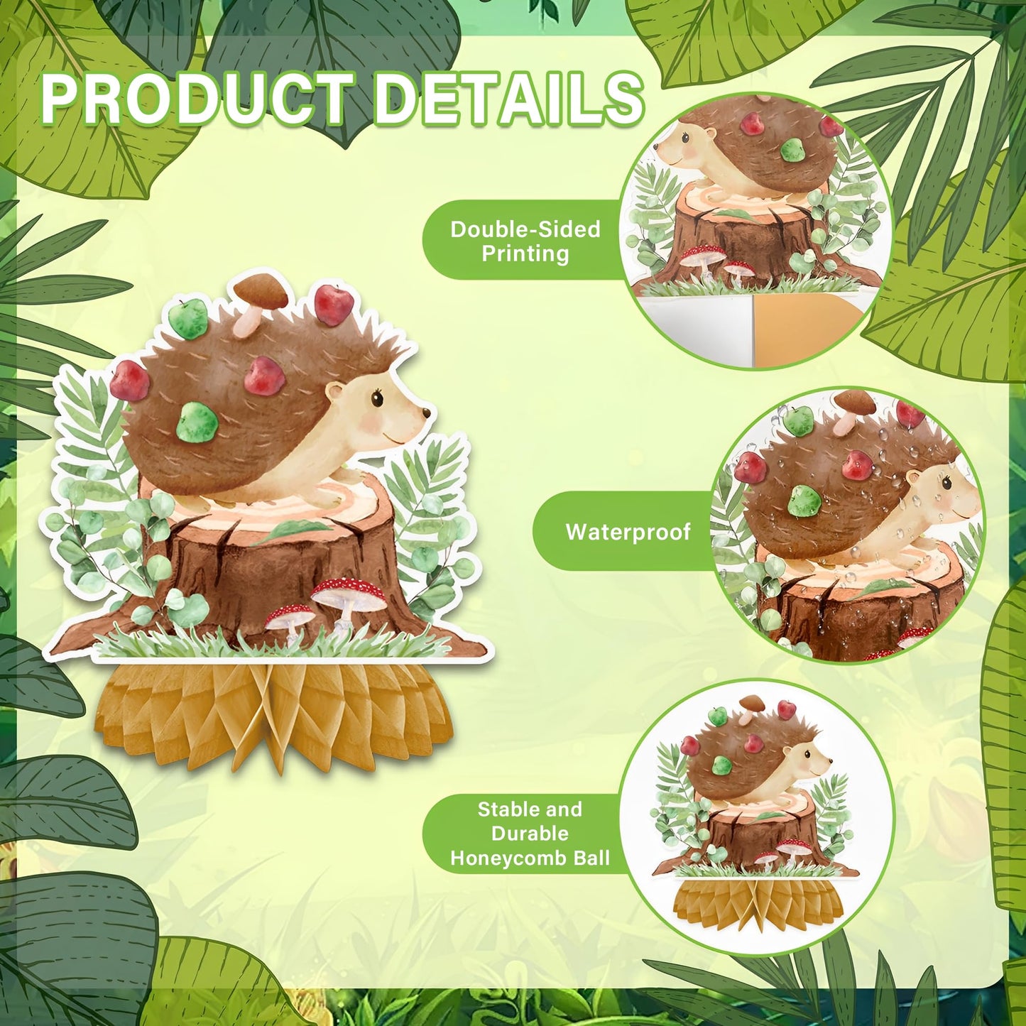 ITTEBISS 9Pcs Woodland Animals Honeycomb Centerpieces – Forest Themed Baby Shower & Party Decor