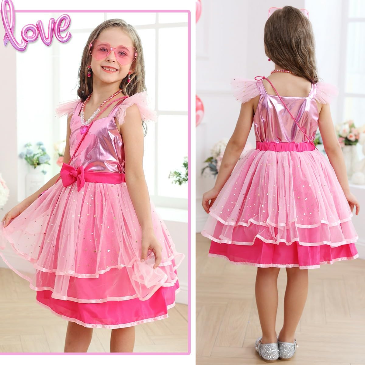 iTVTi Girls Pink Cosplay Costume Dress with Accessories – 4-5 Years