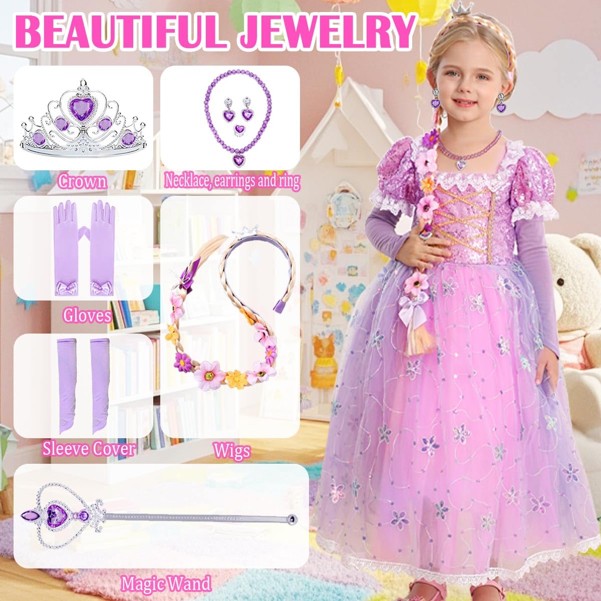 iTVTi Princess Purple Dress for Girls – Toddler Costume for Parties & Halloween